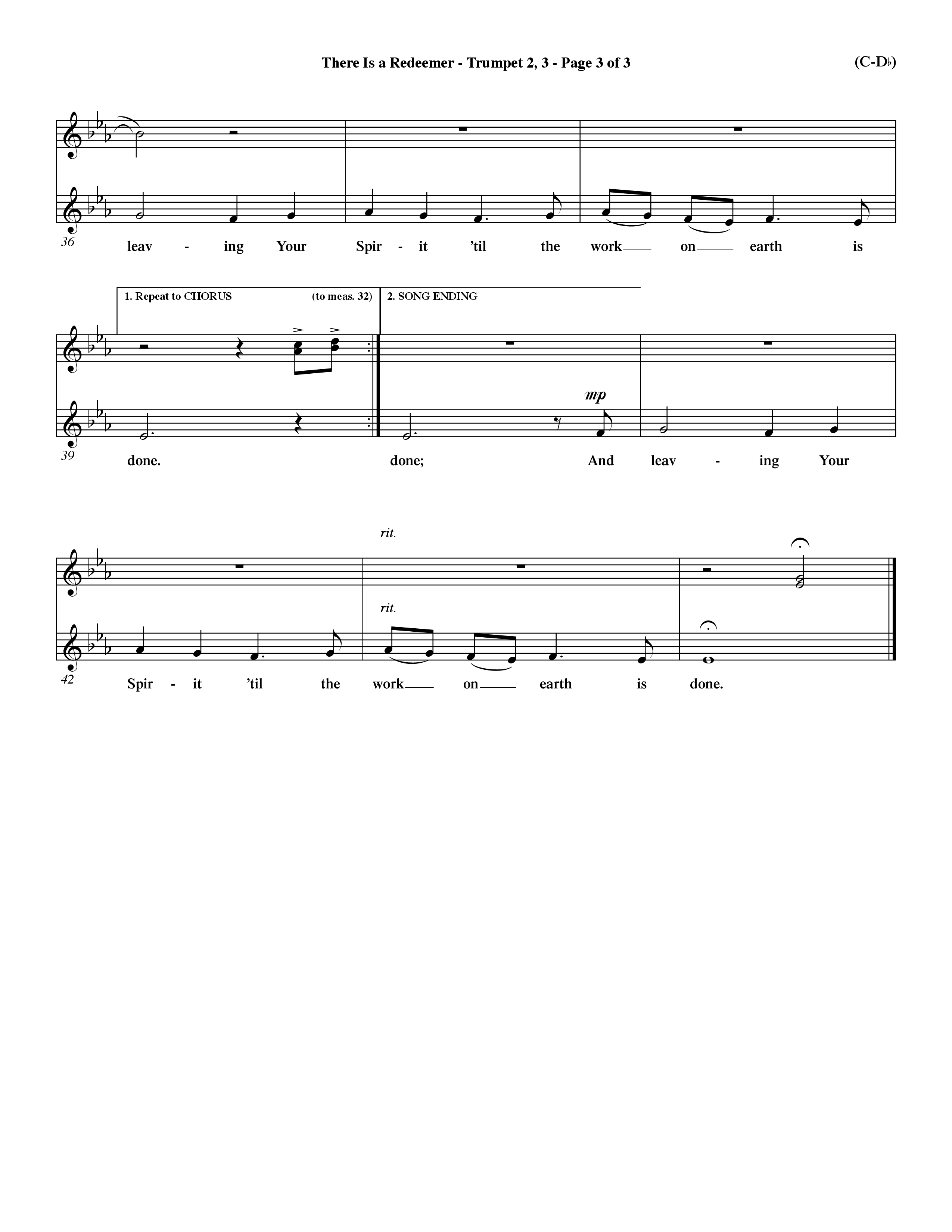 There Is A Redeemer (Choral Anthem SATB) Trumpet 2/3 (Word Music Choral / Orch. Keith Christopher / Orch. Paul Nelson)