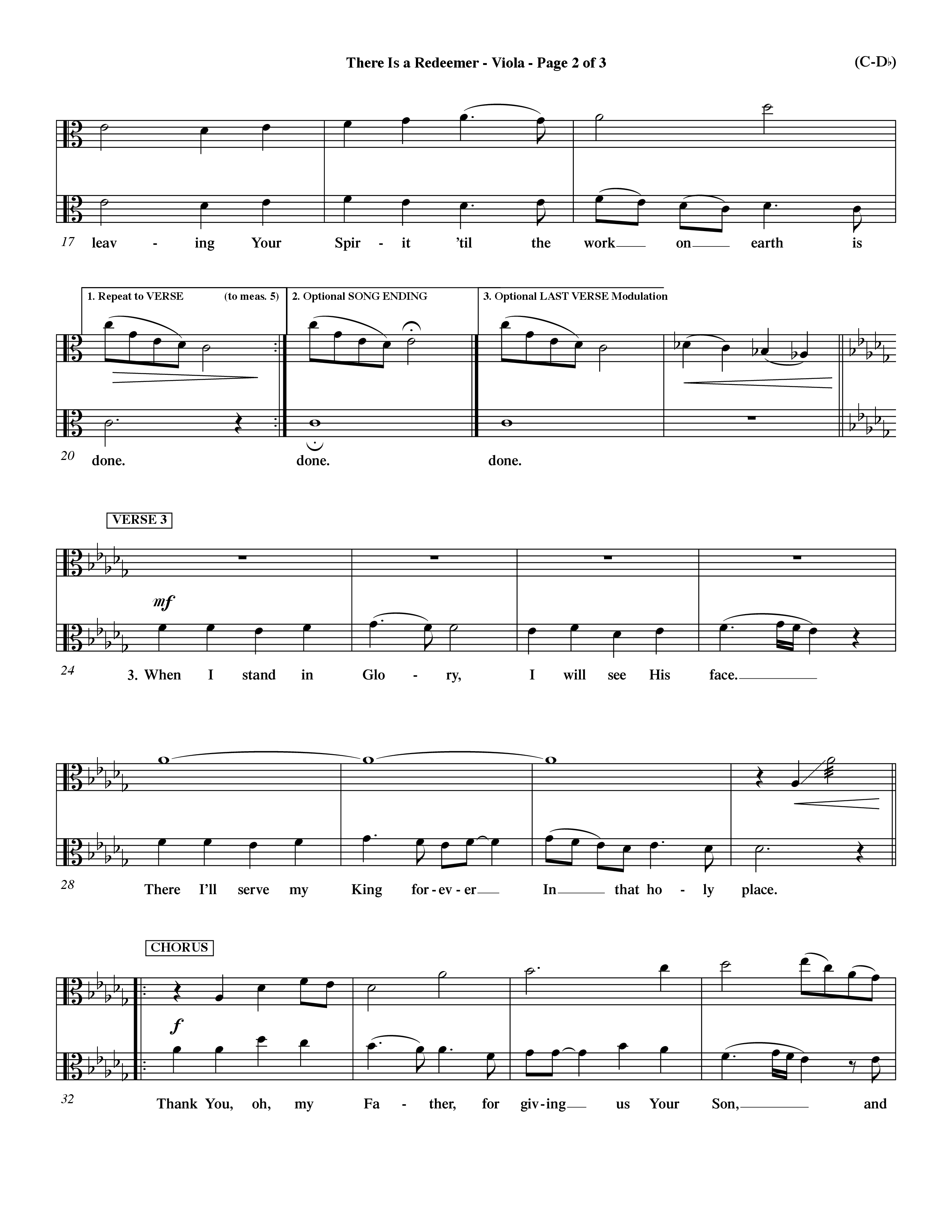 There Is A Redeemer (Choral Anthem SATB) Viola (Word Music Choral / Orch. Keith Christopher / Orch. Paul Nelson)
