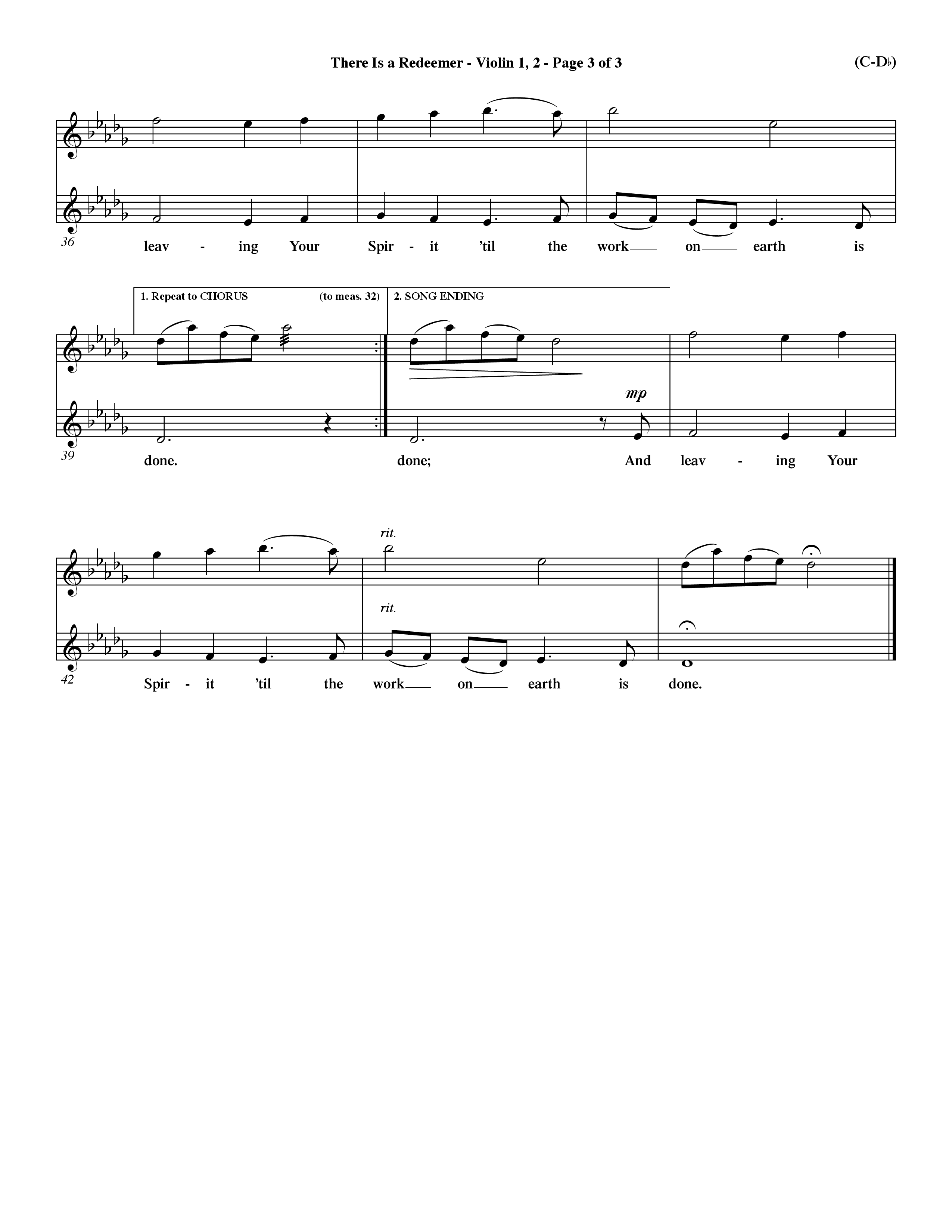 There Is A Redeemer (Choral Anthem SATB) Violin 1/2 (Word Music Choral / Orch. Keith Christopher / Orch. Paul Nelson)