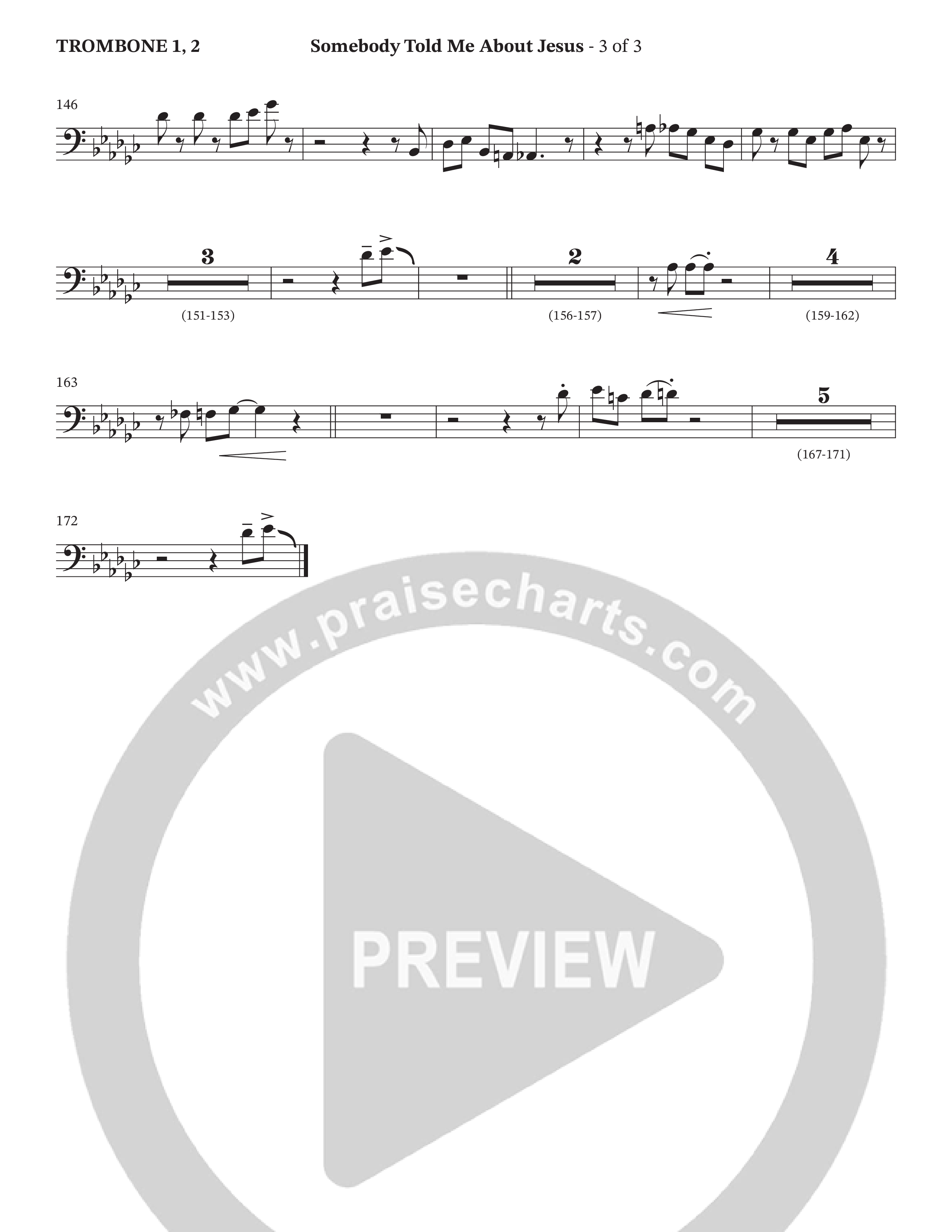 Somebody Told Me About Jesus (Choral Anthem SATB) Trombone 1/2 (TaRanda Greene / Arr. Jerard Woods / Orch. Jim Hammerly)