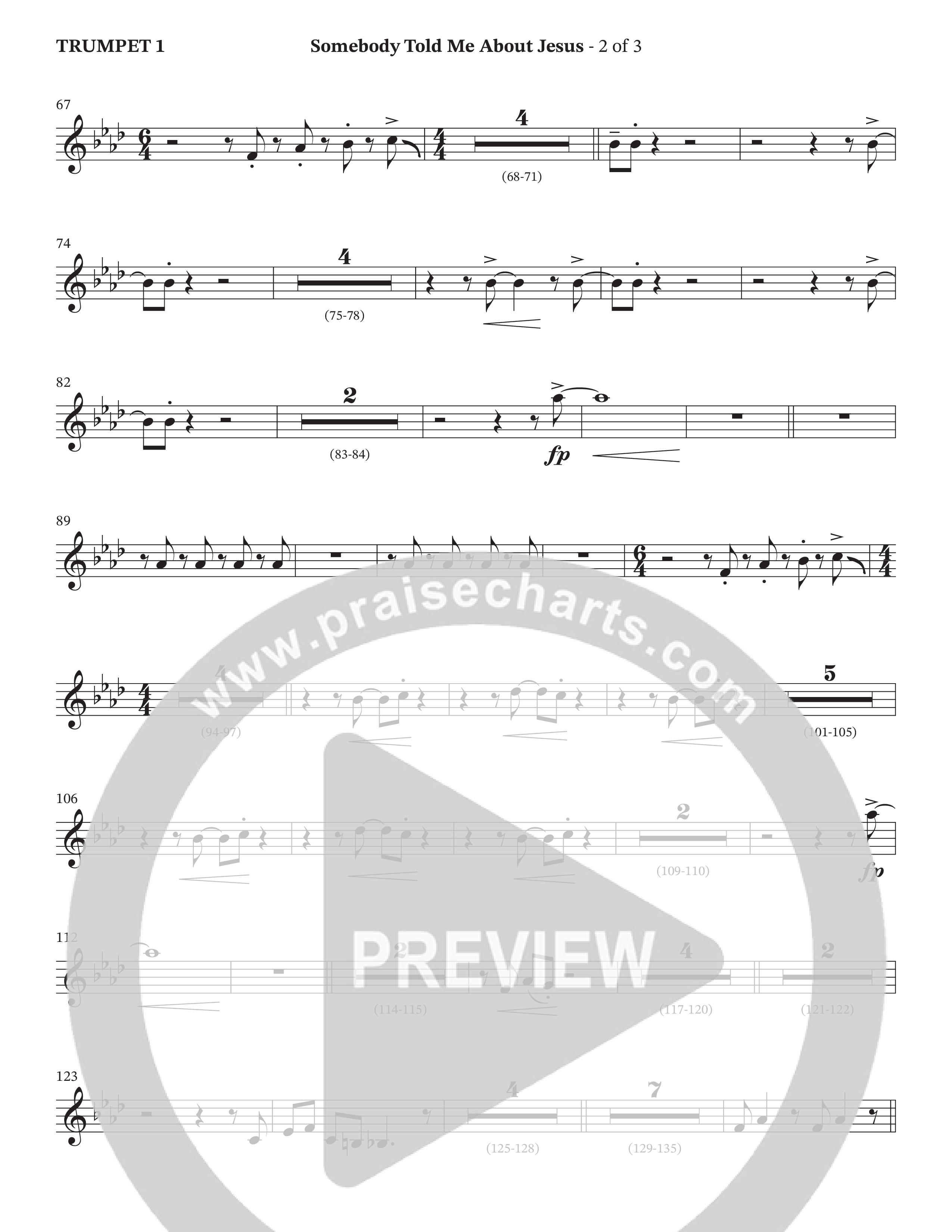 Somebody Told Me About Jesus (Choral Anthem SATB) Trumpet 1 (TaRanda Greene / Arr. Jerard Woods / Orch. Jim Hammerly)