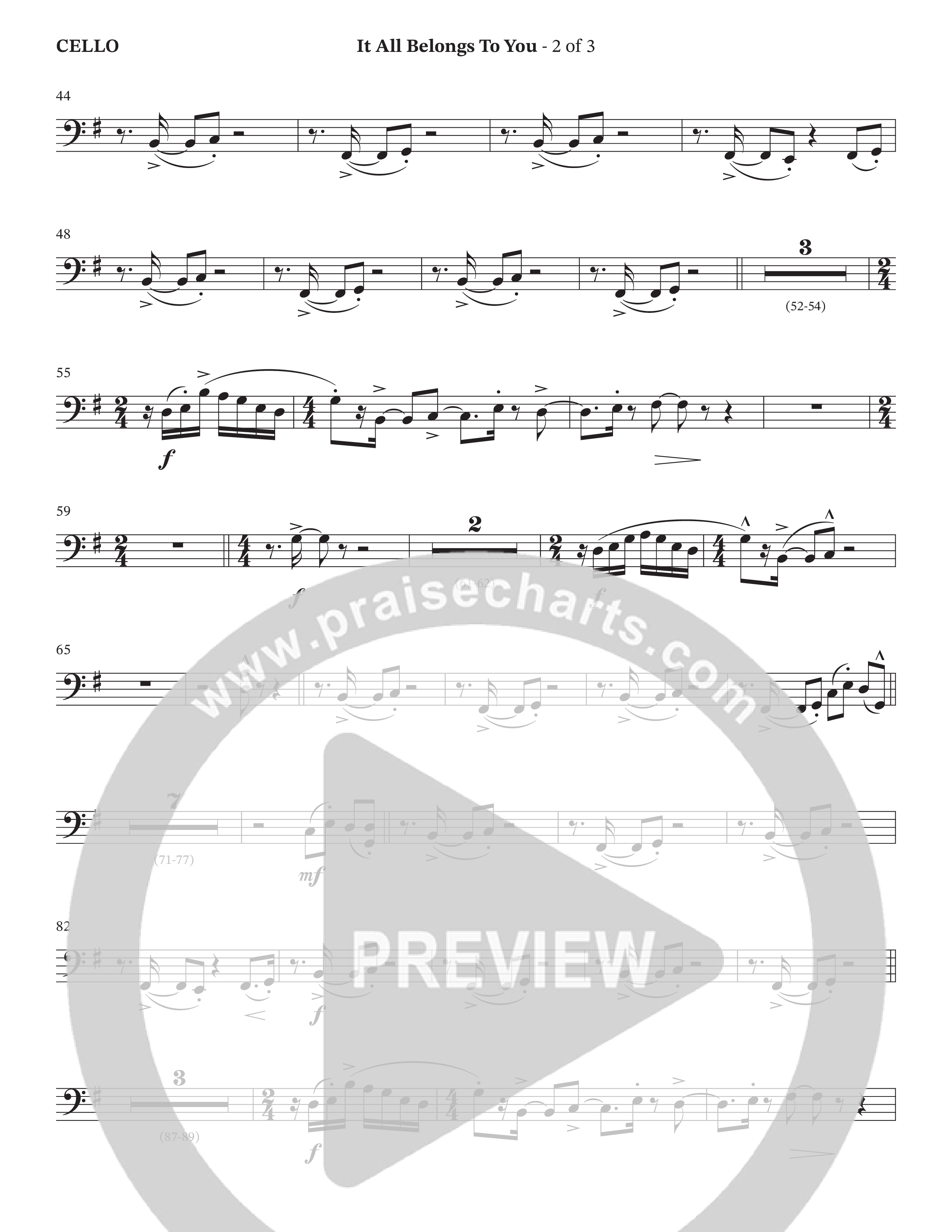 It All Belongs To You (Choral Anthem SATB) Cello (The Brooklyn Tabernacle Choir / Jonathan Butler / Arr. Carol Cymbala / Arr. Jason Webb / Orch. Chris McDonald)