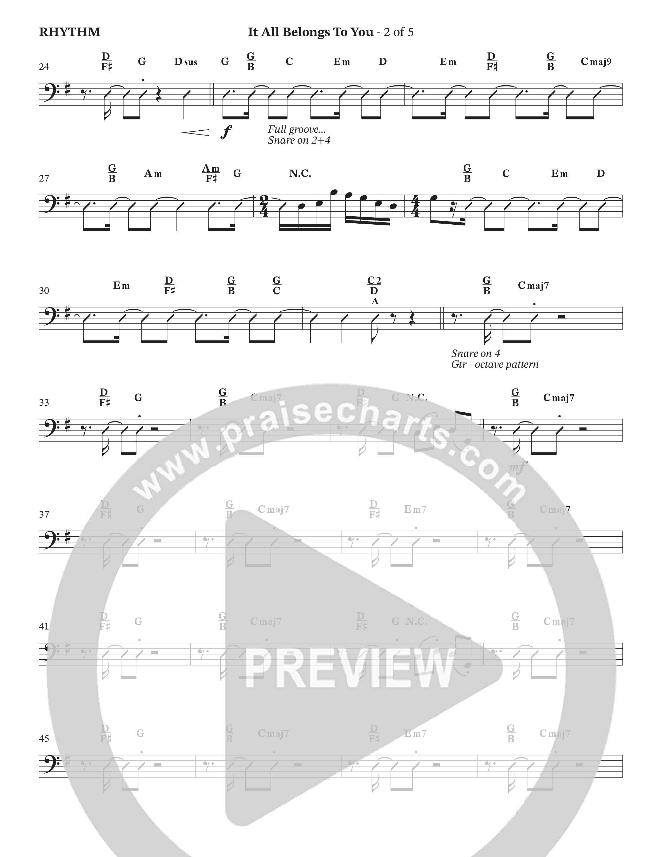 It All Belongs To You (Choral Anthem SATB) Rhythm Chart (The Brooklyn Tabernacle Choir / Jonathan Butler / Arr. Carol Cymbala / Arr. Jason Webb / Orch. Chris McDonald)