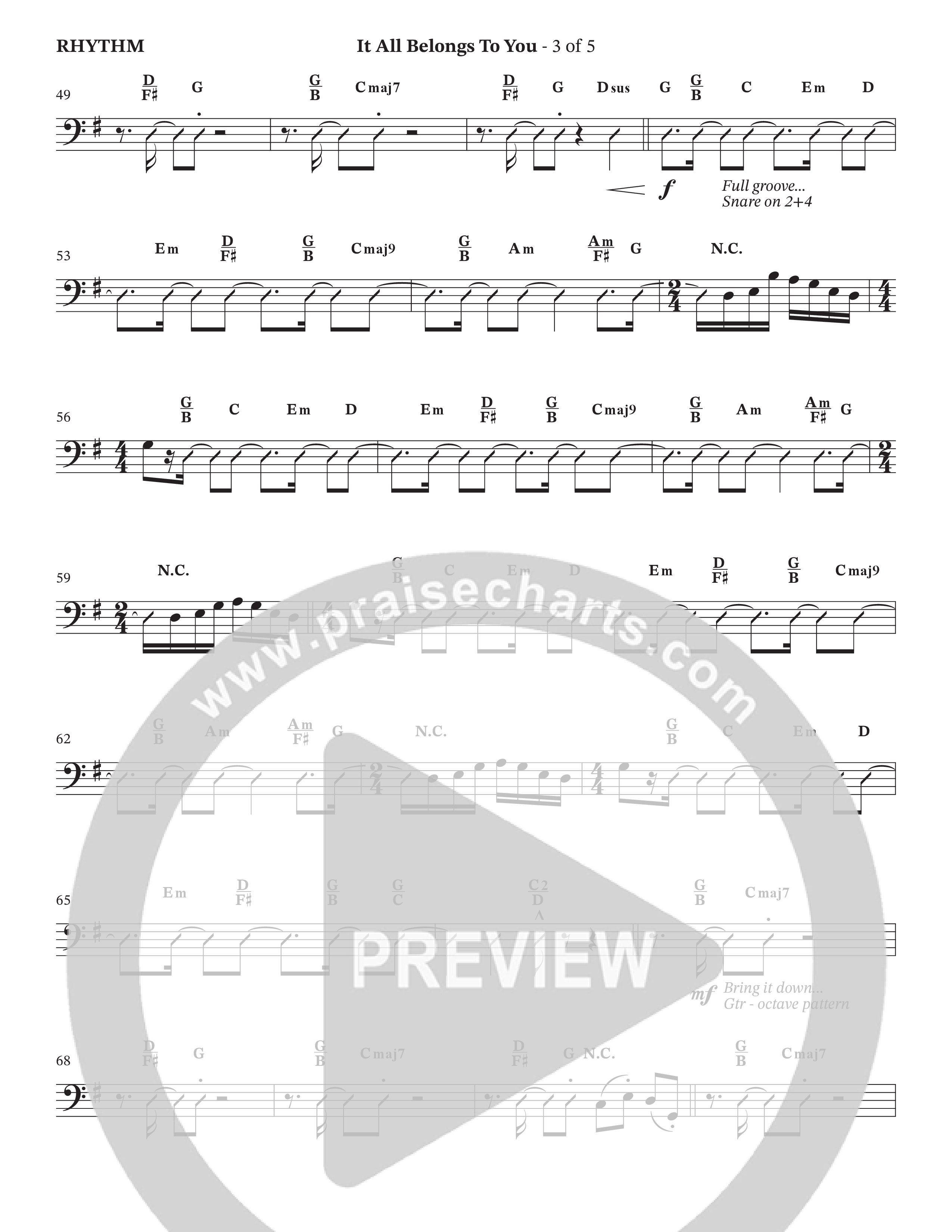 It All Belongs To You (Choral Anthem SATB) Rhythm Chart (The Brooklyn Tabernacle Choir / Jonathan Butler / Arr. Carol Cymbala / Arr. Jason Webb / Orch. Chris McDonald)