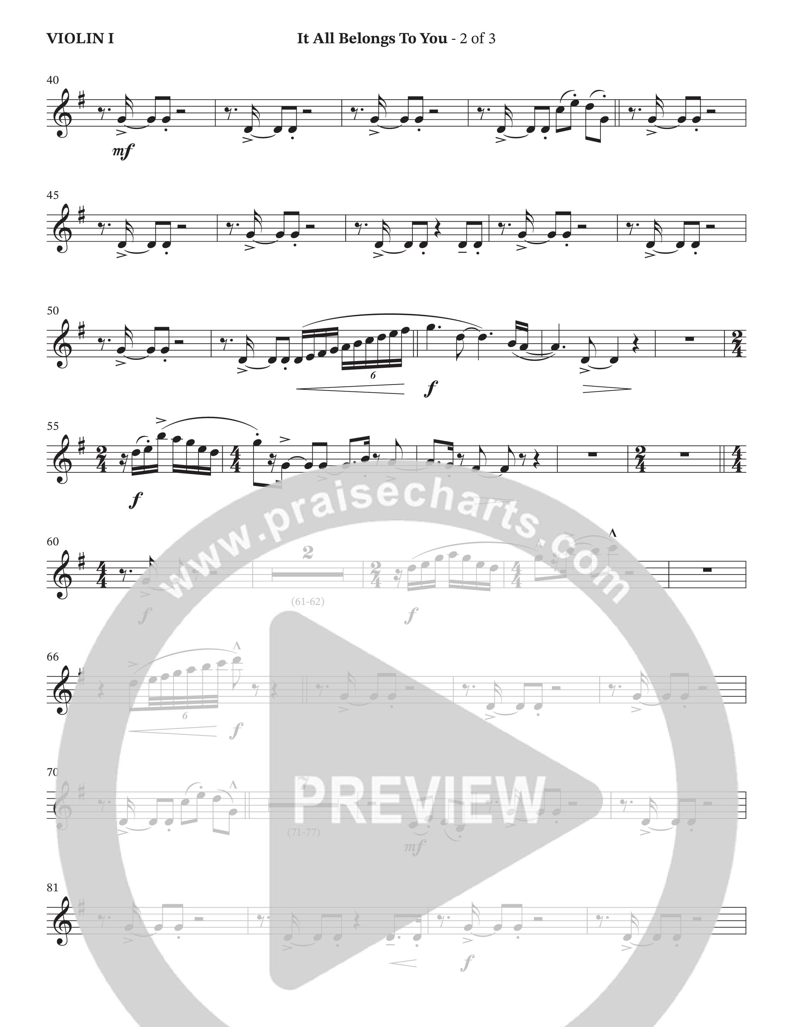 It All Belongs To You (Choral Anthem SATB) Violin 1 (The Brooklyn Tabernacle Choir / Jonathan Butler / Arr. Carol Cymbala / Arr. Jason Webb / Orch. Chris McDonald)