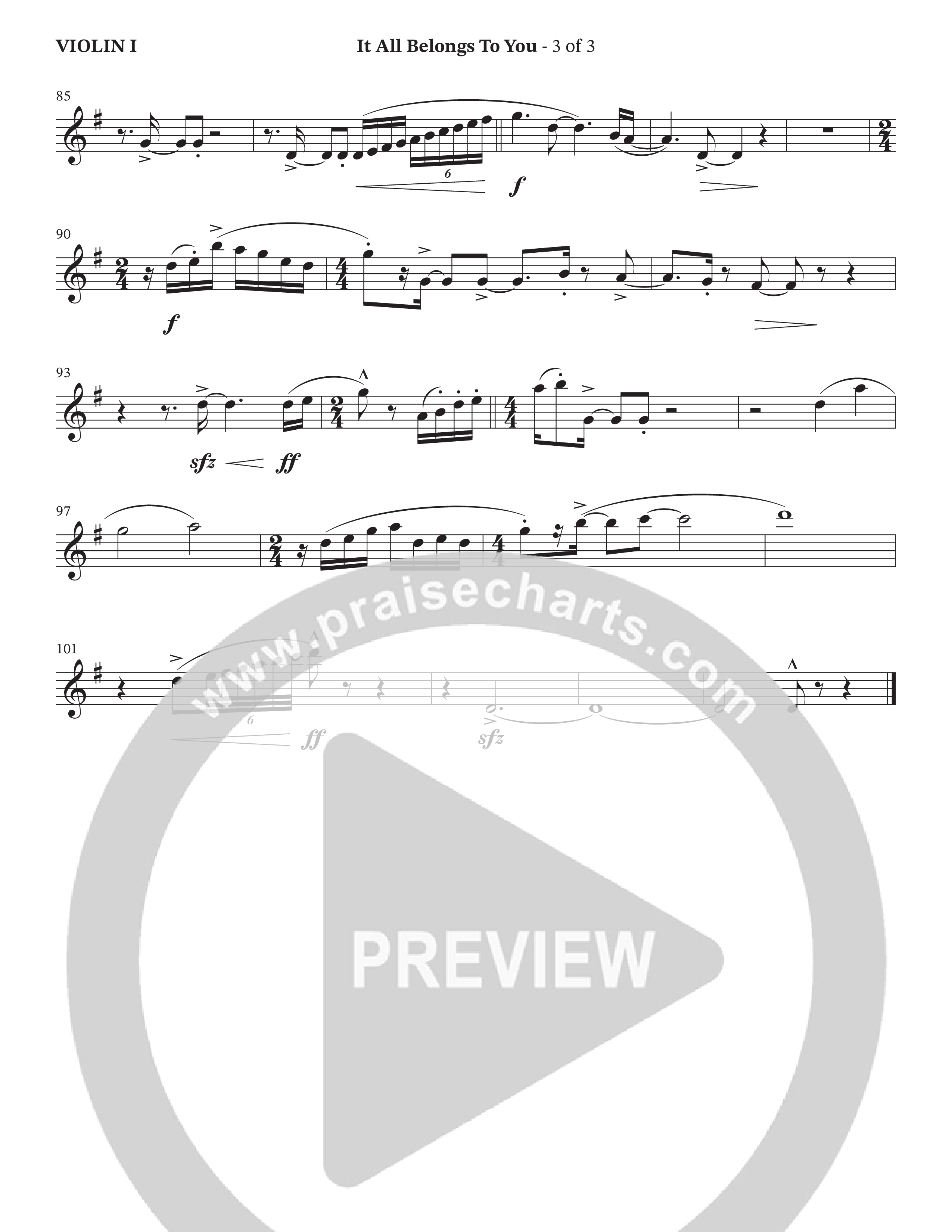 It All Belongs To You (Choral Anthem SATB) Violin 1 (The Brooklyn Tabernacle Choir / Jonathan Butler / Arr. Carol Cymbala / Arr. Jason Webb / Orch. Chris McDonald)