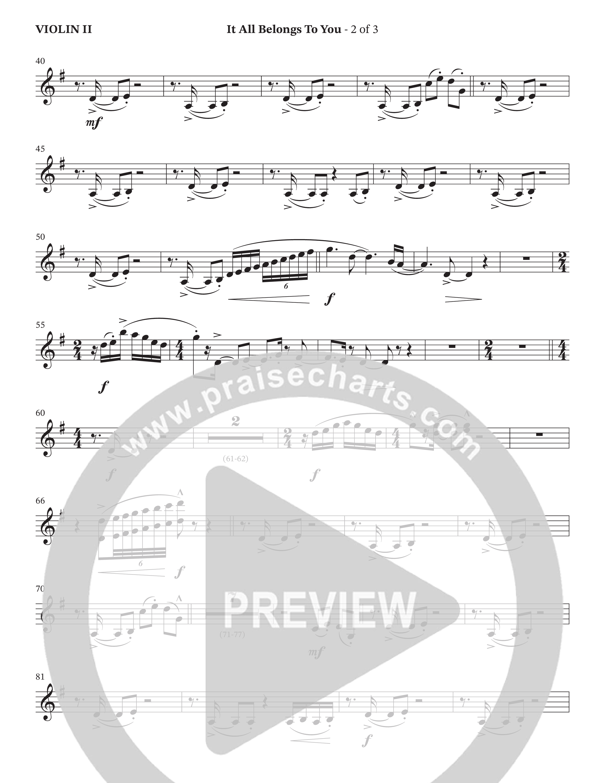 It All Belongs To You (Choral Anthem SATB) Violin 2 (The Brooklyn Tabernacle Choir / Jonathan Butler / Arr. Carol Cymbala / Arr. Jason Webb / Orch. Chris McDonald)