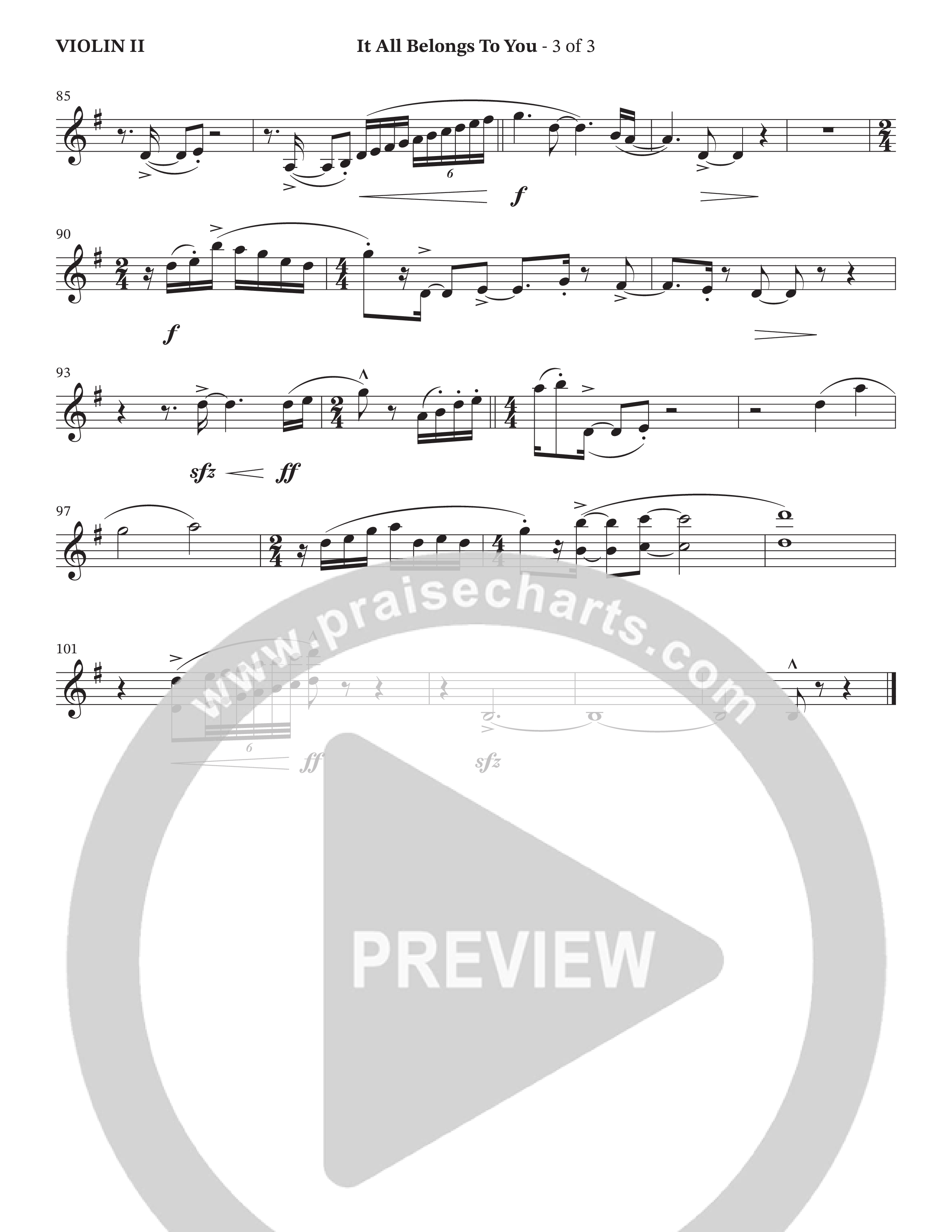 It All Belongs To You (Choral Anthem SATB) Violin 2 (The Brooklyn Tabernacle Choir / Jonathan Butler / Arr. Carol Cymbala / Arr. Jason Webb / Orch. Chris McDonald)