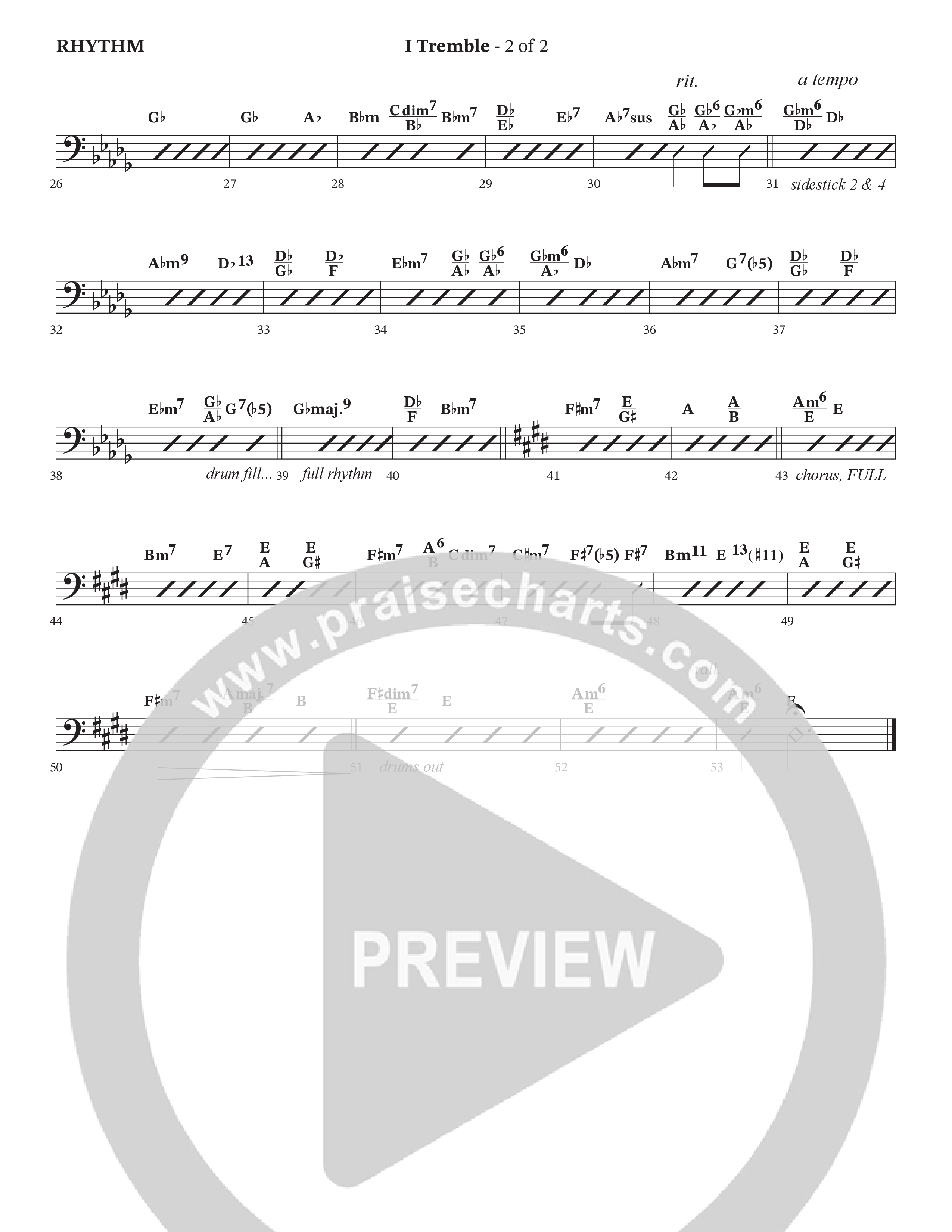 I Tremble (Choral Anthem SATB) Rhythm Chart (Peach Goldman / Arr. Wayne Haun / Orch. Cliff Duren)