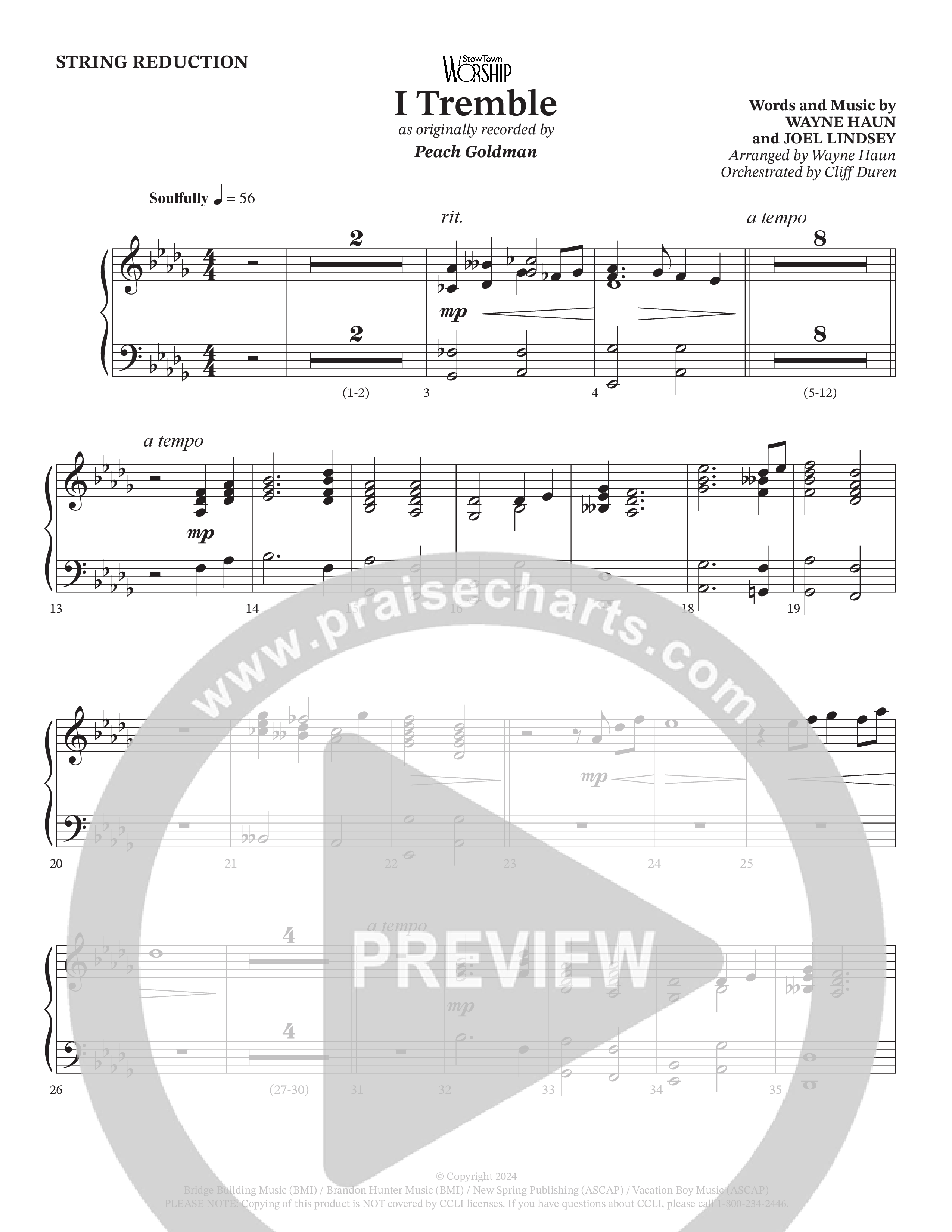 I Tremble (Choral Anthem SATB) String Reduction (Peach Goldman / Arr. Wayne Haun / Orch. Cliff Duren)
