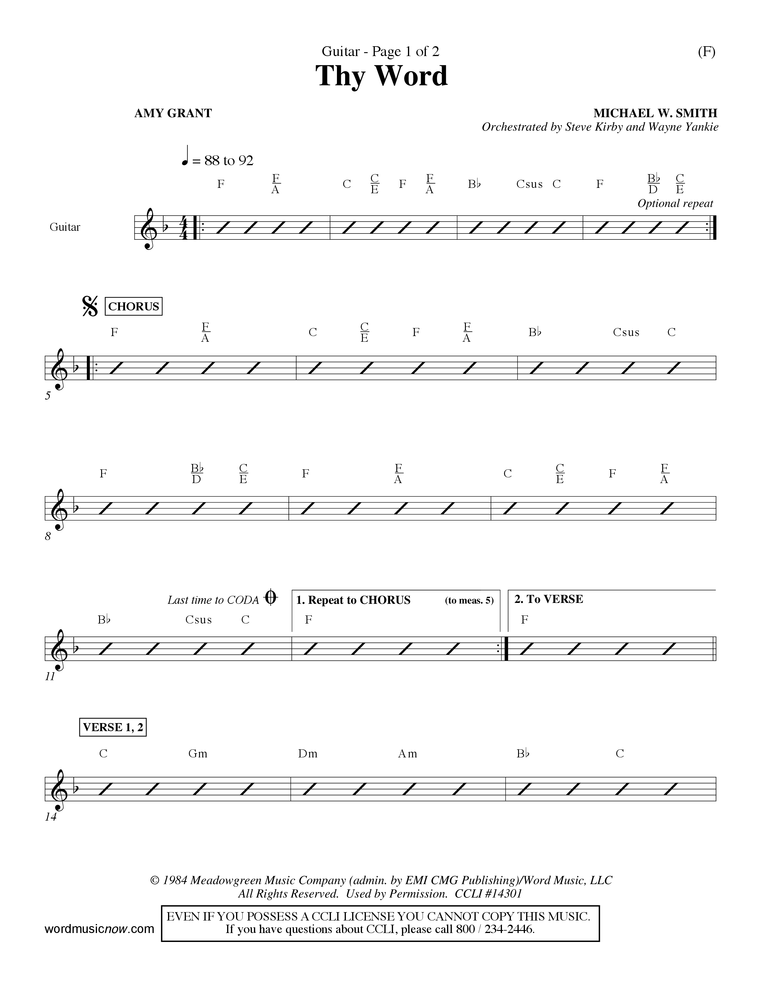 Thy Word (Choral Anthem SATB) Acoustic Guitar (Word Music Choral / Orch. Steve Kirby / Orch. Wayne Yankie)
