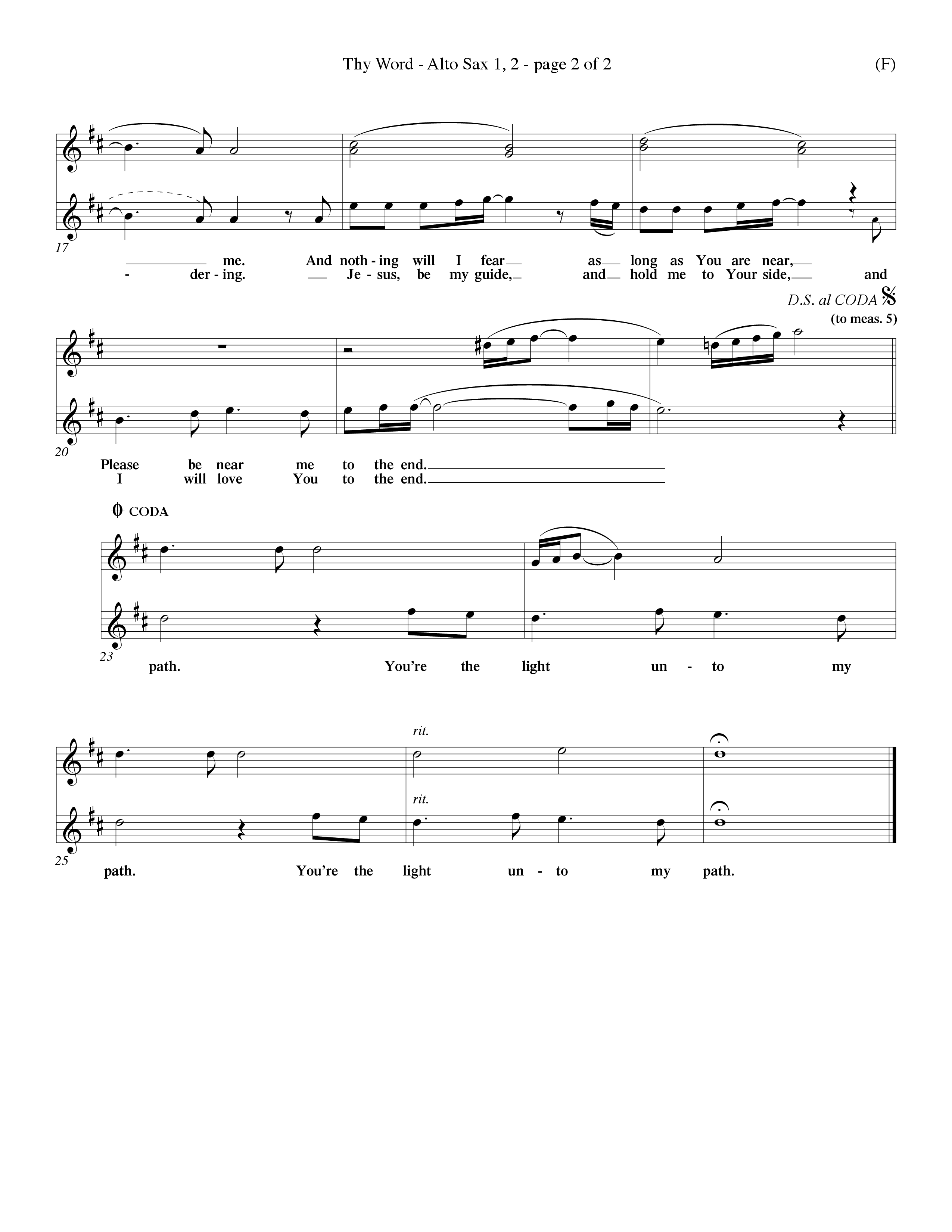 Thy Word (Choral Anthem SATB) Alto Sax 1/2 (Word Music Choral / Orch. Steve Kirby / Orch. Wayne Yankie)
