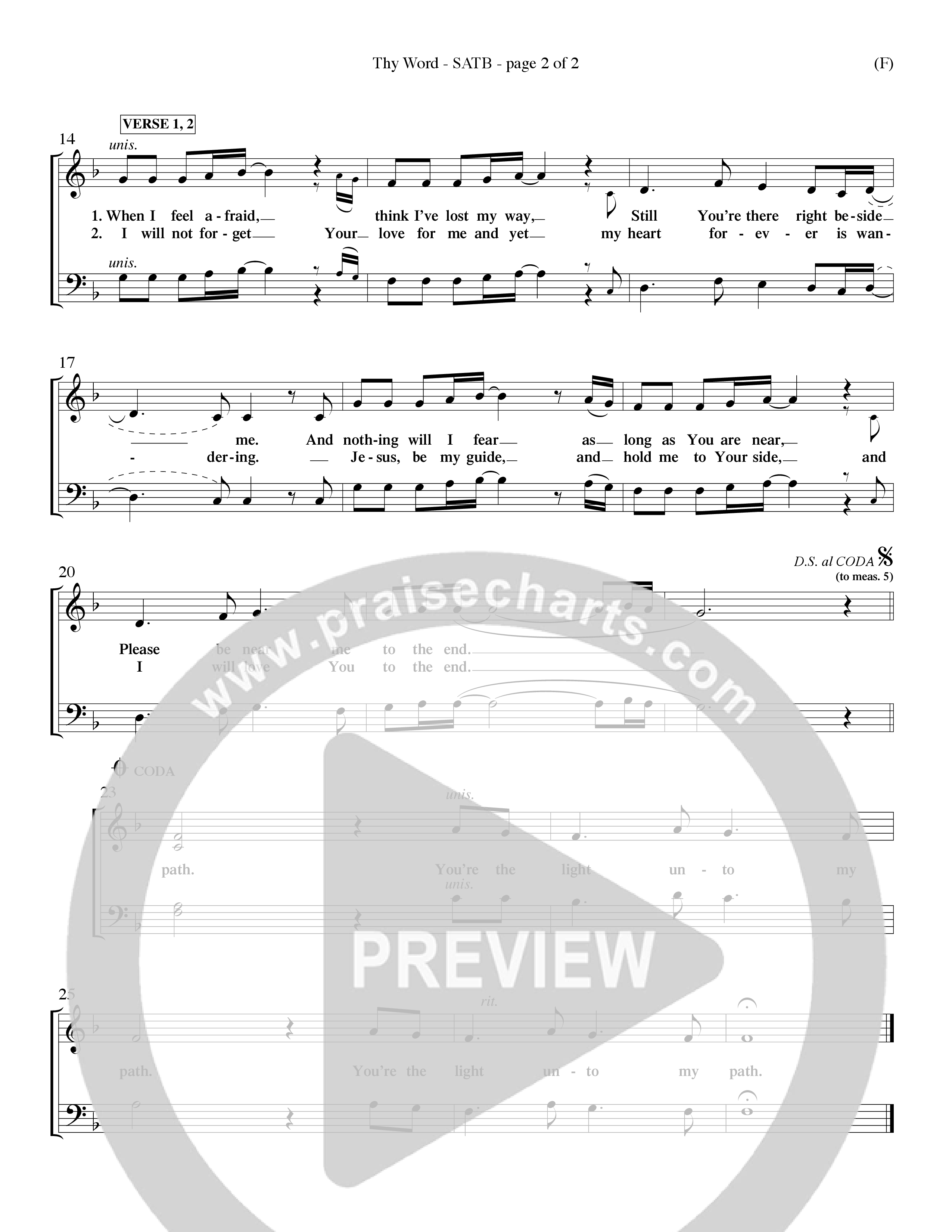Thy Word (Choral Anthem SATB) Keyboard/Vocal (SATB) (Word Music Choral / Orch. Steve Kirby / Orch. Wayne Yankie)