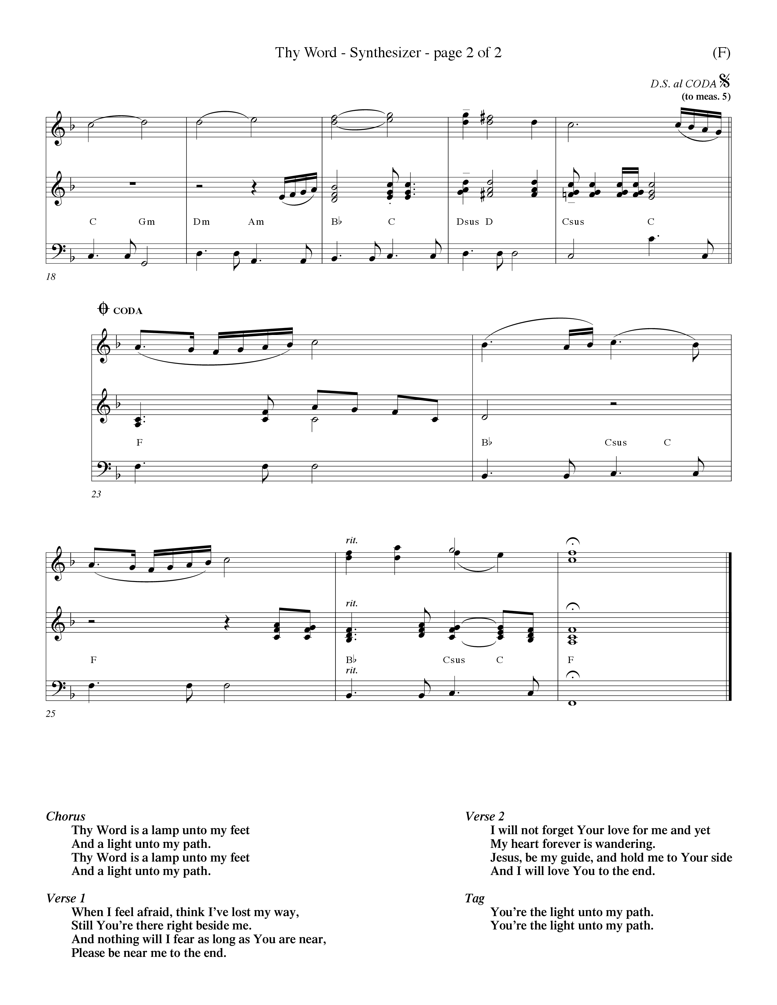 Thy Word (Choral Anthem SATB) Synth (Word Music Choral / Orch. Steve Kirby / Orch. Wayne Yankie)