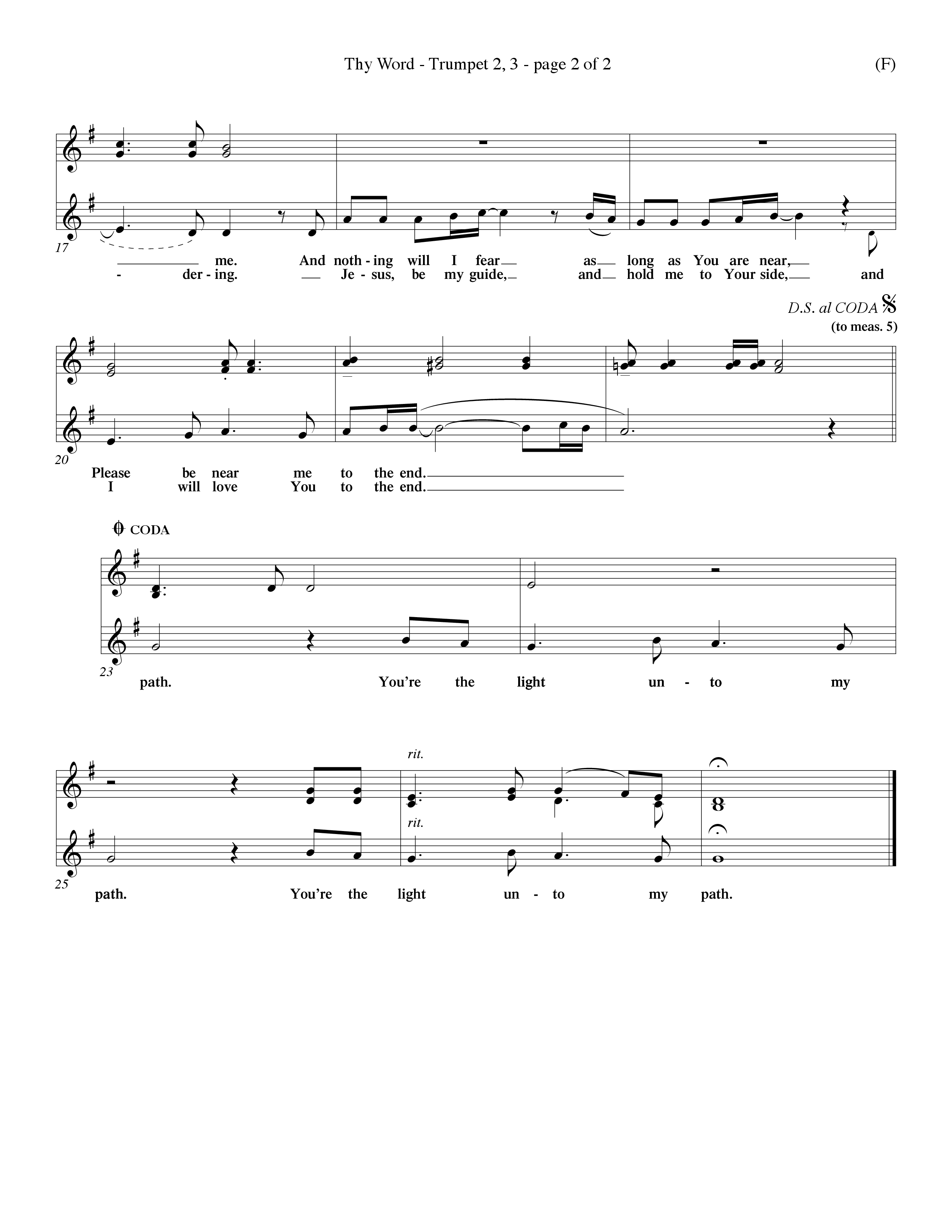 Thy Word (Choral Anthem SATB) Trumpet 2/3 (Word Music Choral / Orch. Steve Kirby / Orch. Wayne Yankie)