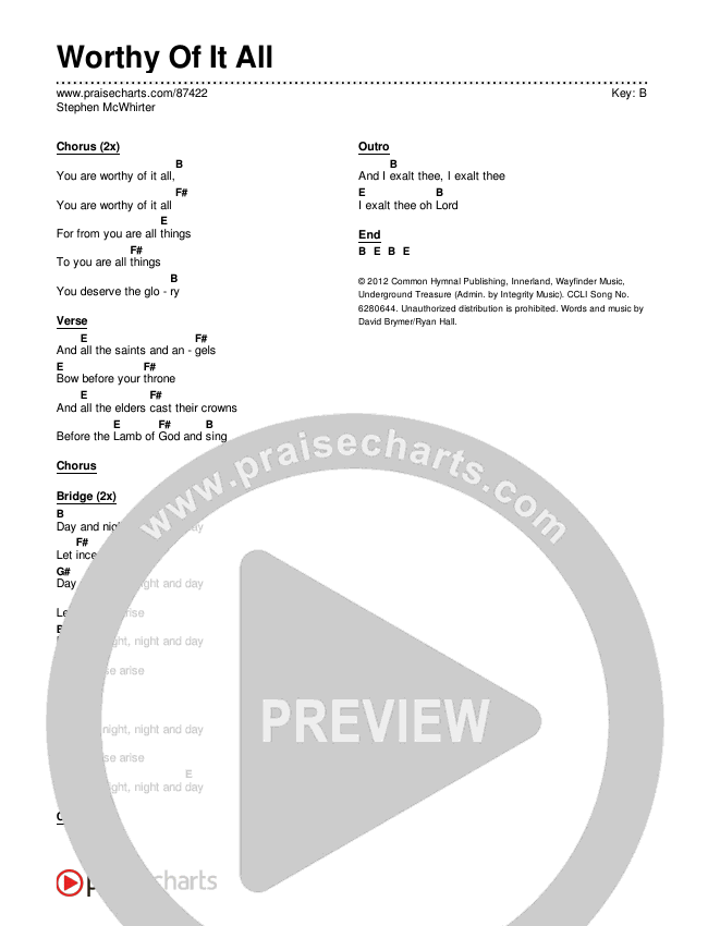 Worthy Of It All Chords & Lyrics (Stephen McWhirter)