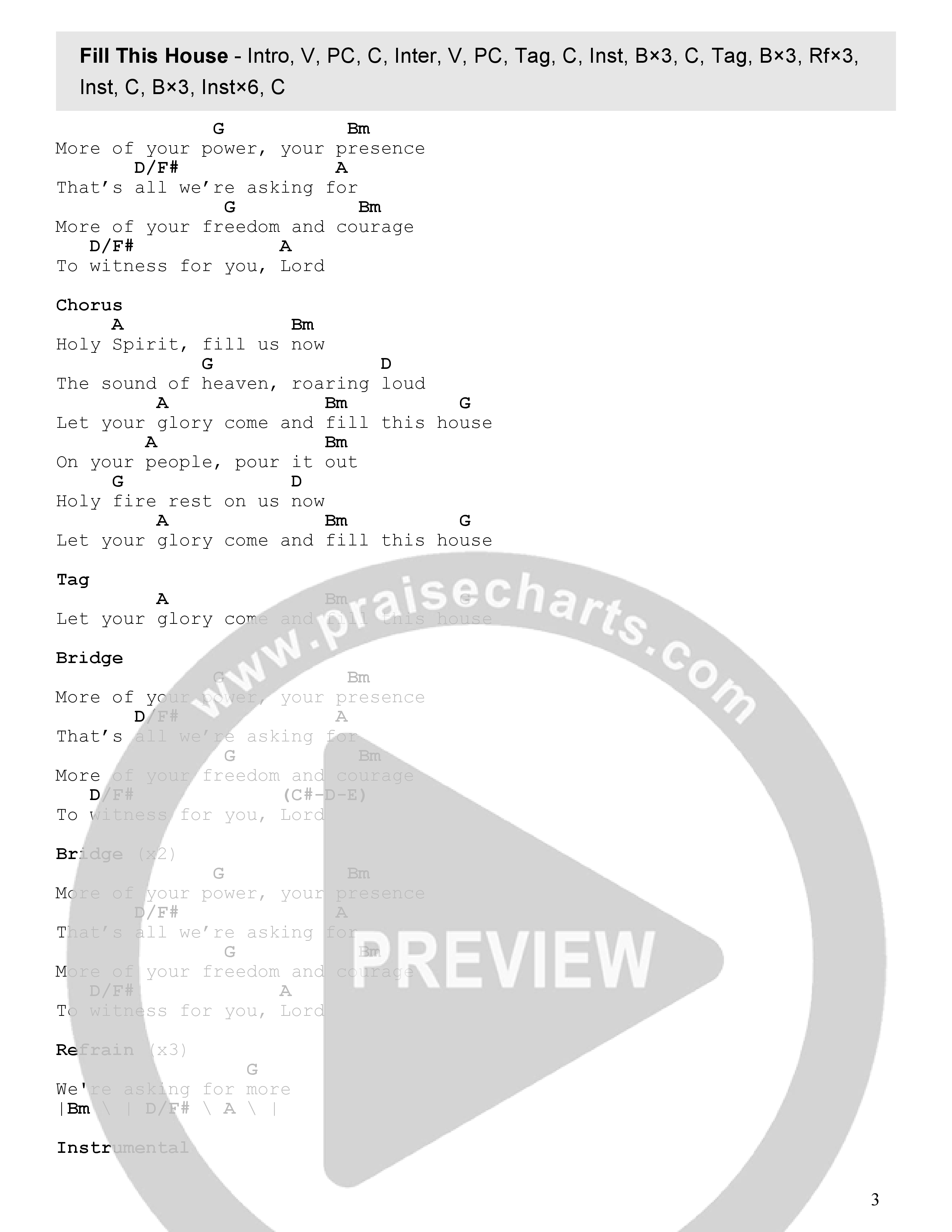 Fill This House (Live) Chord Chart (Faith Worship Arts / John Dreher / Sydney James)