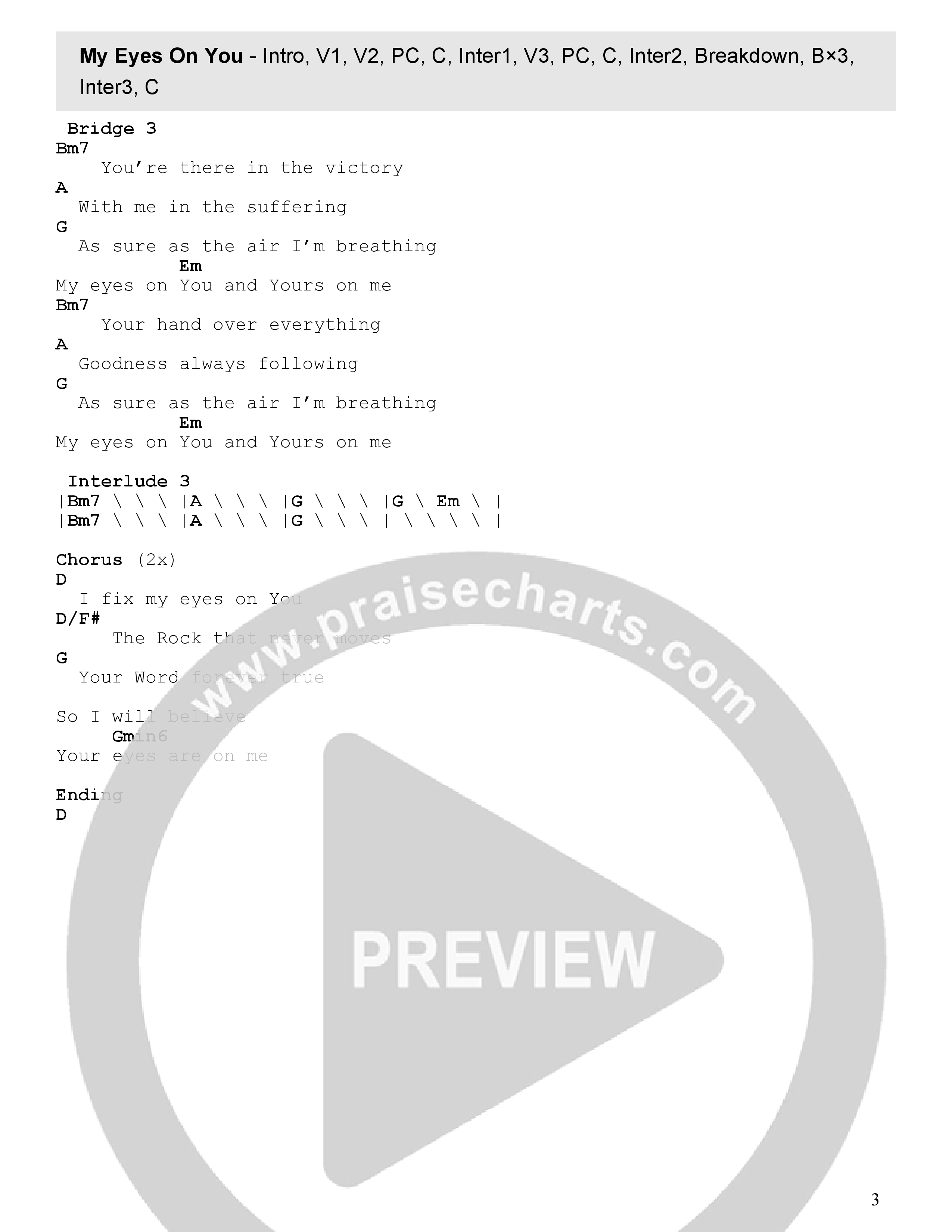 My Eyes on You (Live) Chord Chart (Faith Worship Arts / Sydney James)