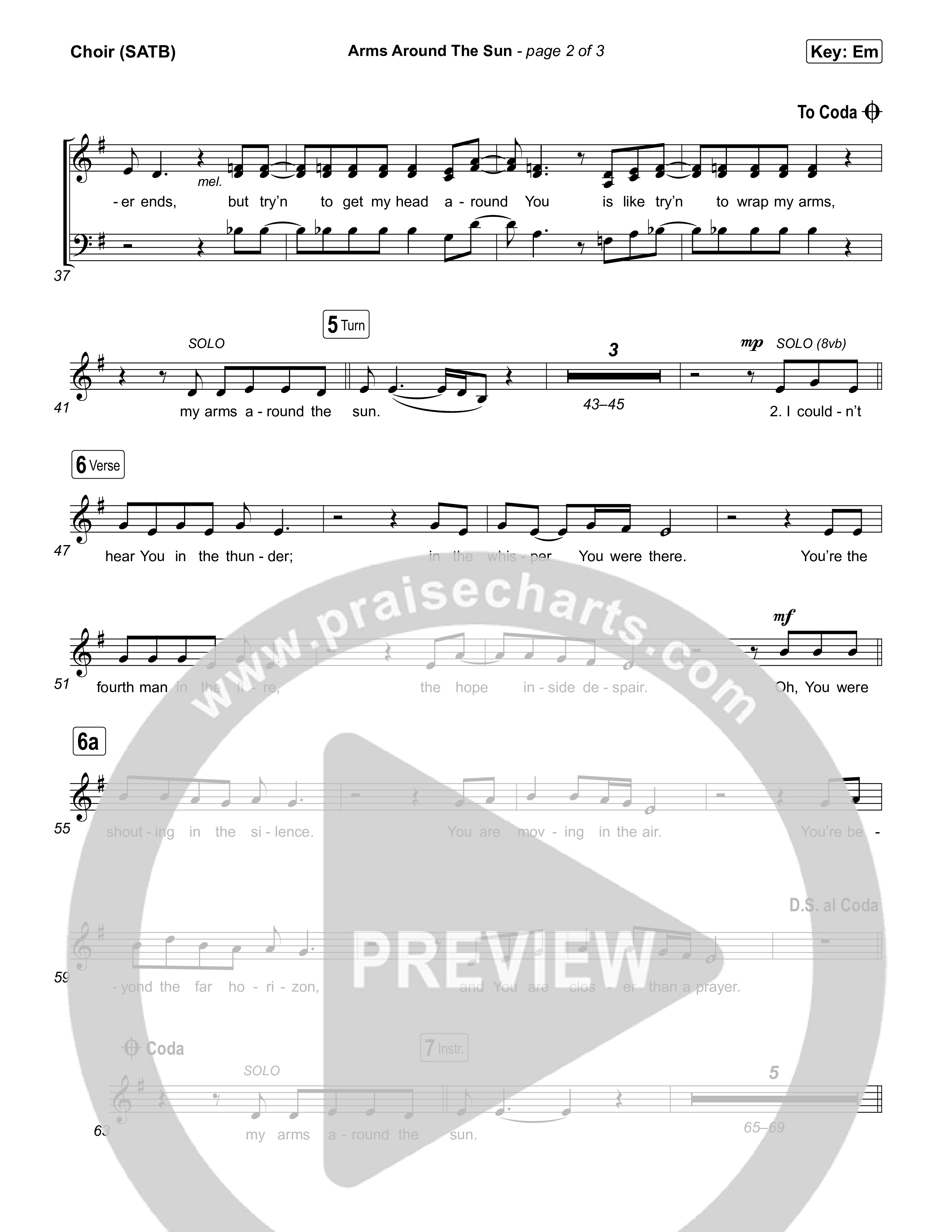 Arms Around The Sun Choir Sheet (SATB) (Michael W. Smith)