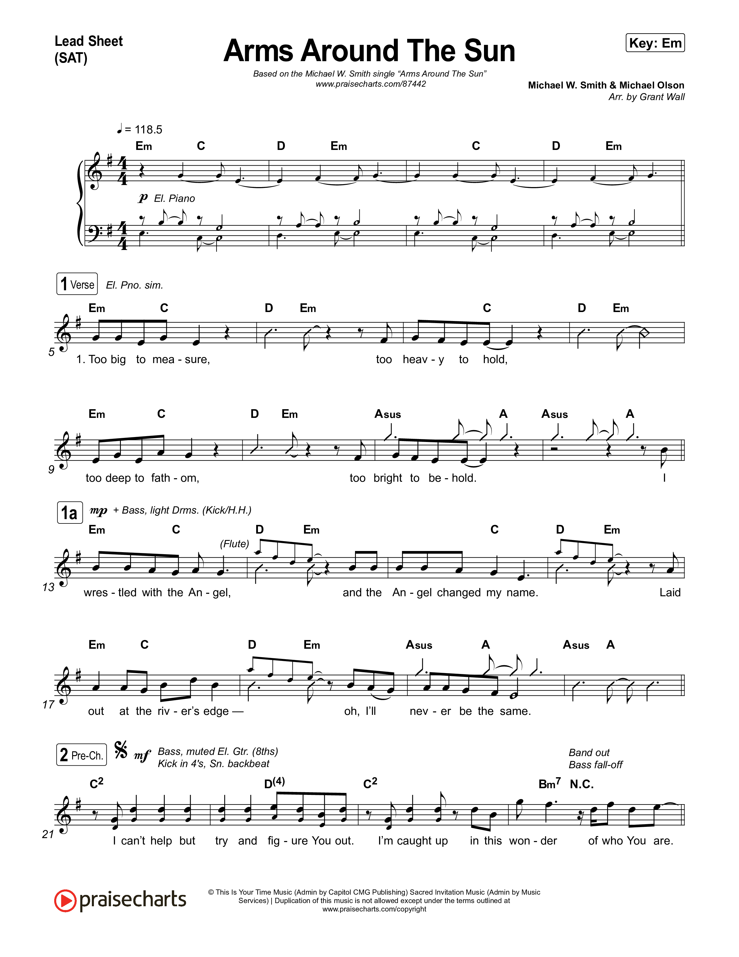 Arms Around The Sun Lead Sheet (SAT) (Michael W. Smith)