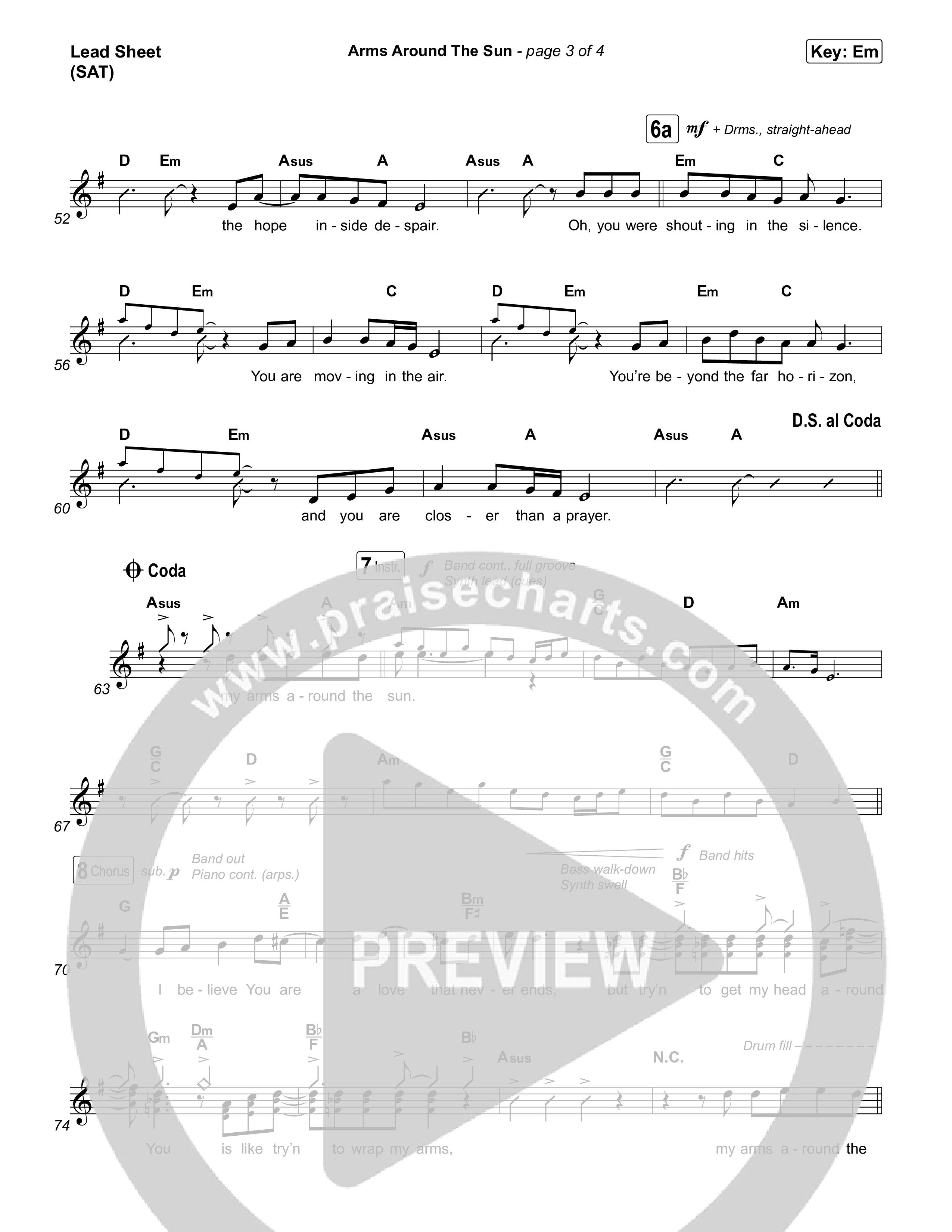 Arms Around The Sun Lead Sheet (SAT) (Michael W. Smith)
