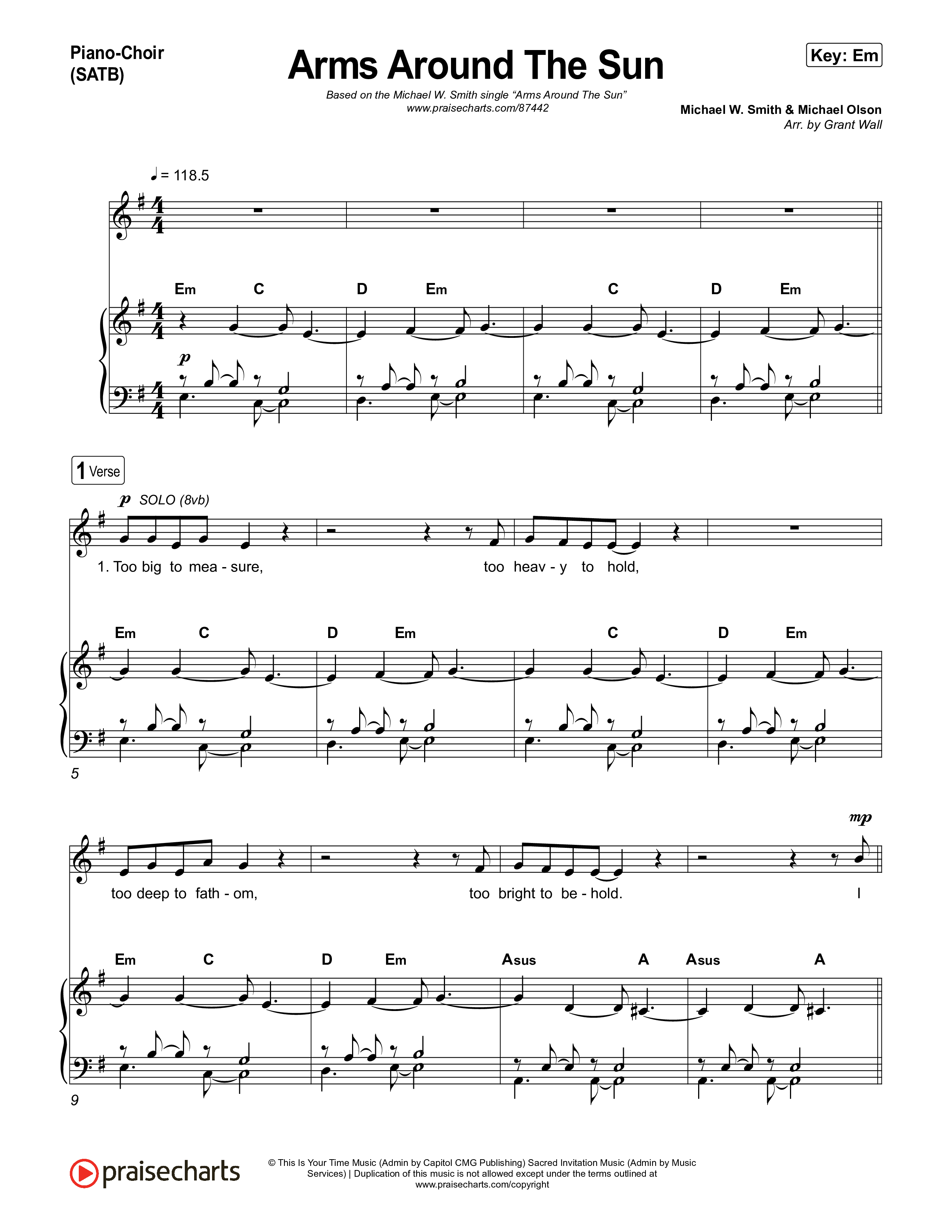 Arms Around The Sun Piano/Vocal Pack (Michael W. Smith)