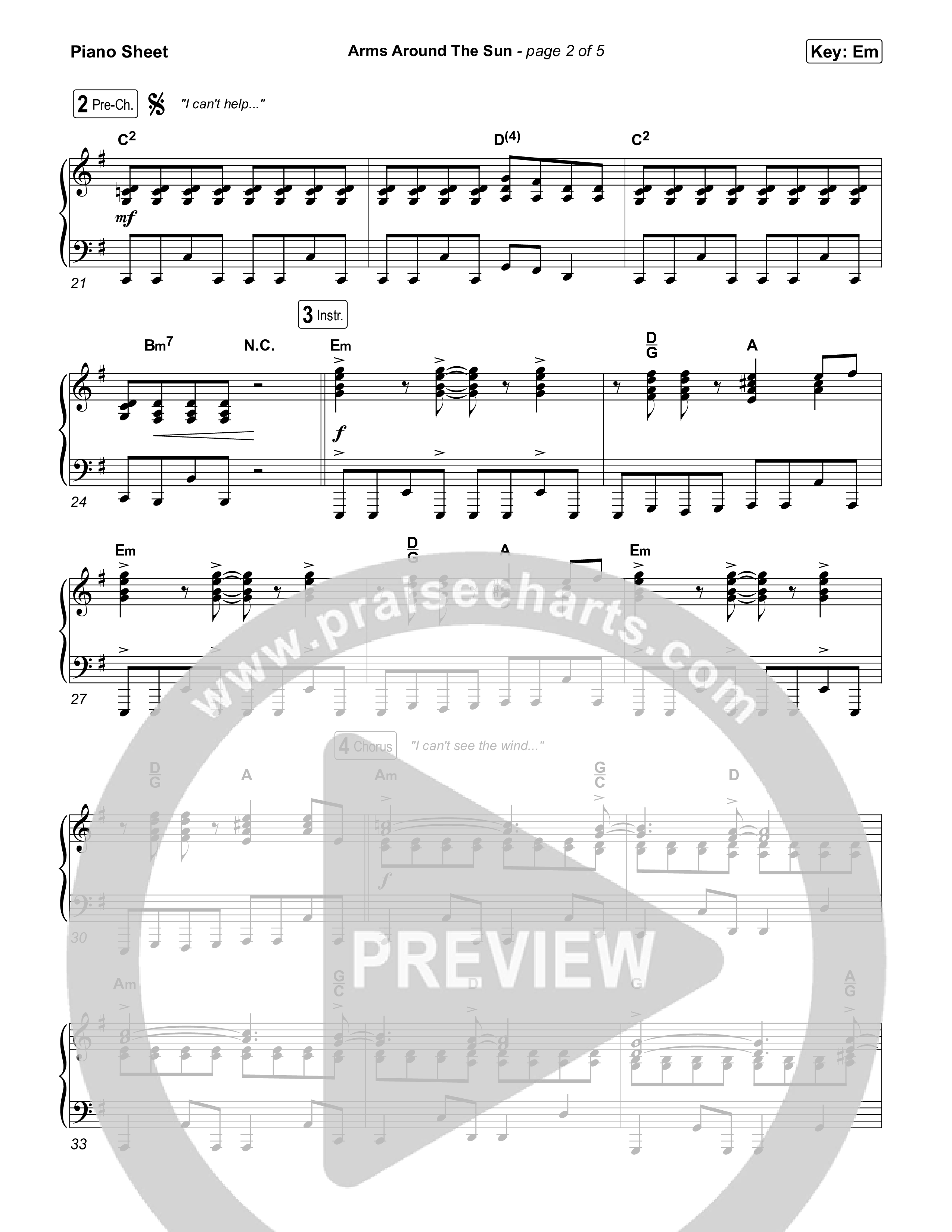Arms Around The Sun Piano Sheet (Michael W. Smith)