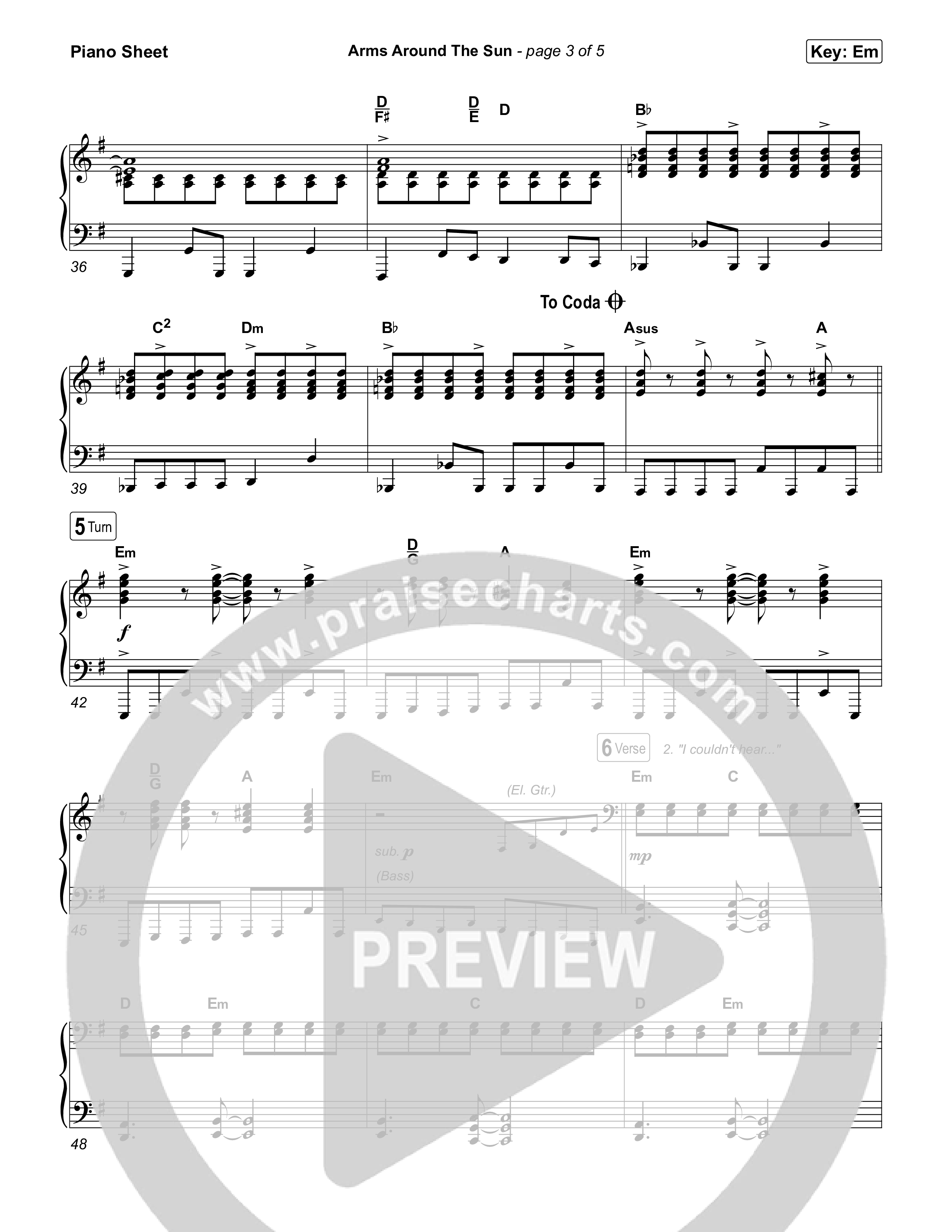 Arms Around The Sun Piano Sheet (Michael W. Smith)