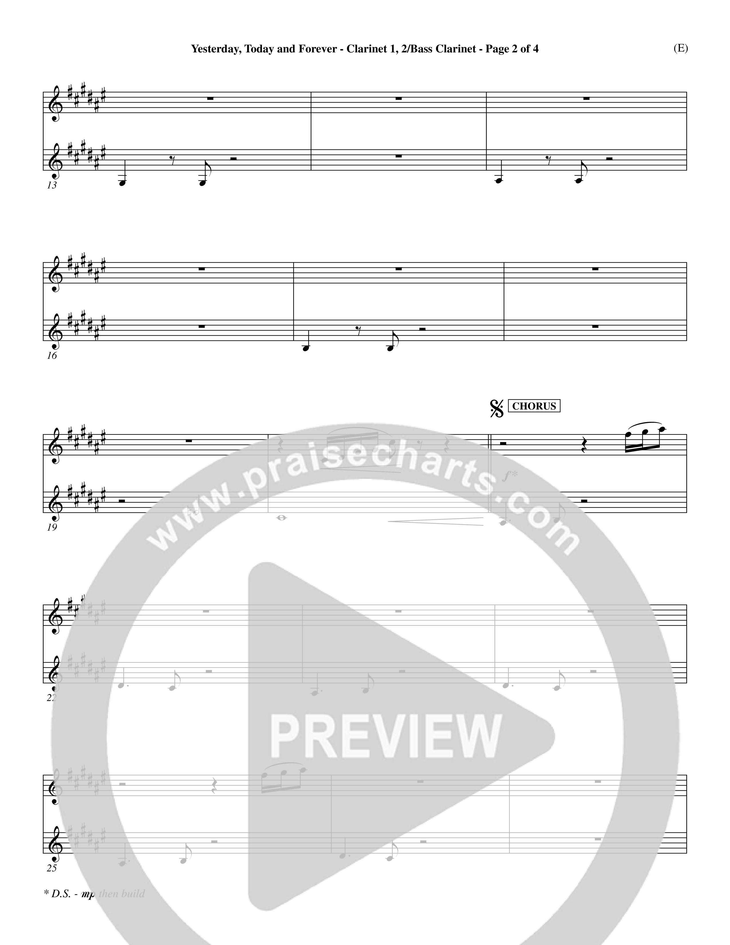 Yesterday Today and Forever (Choral Anthem SATB) Clarinet (Word Music / Orch. Dave Williamson)