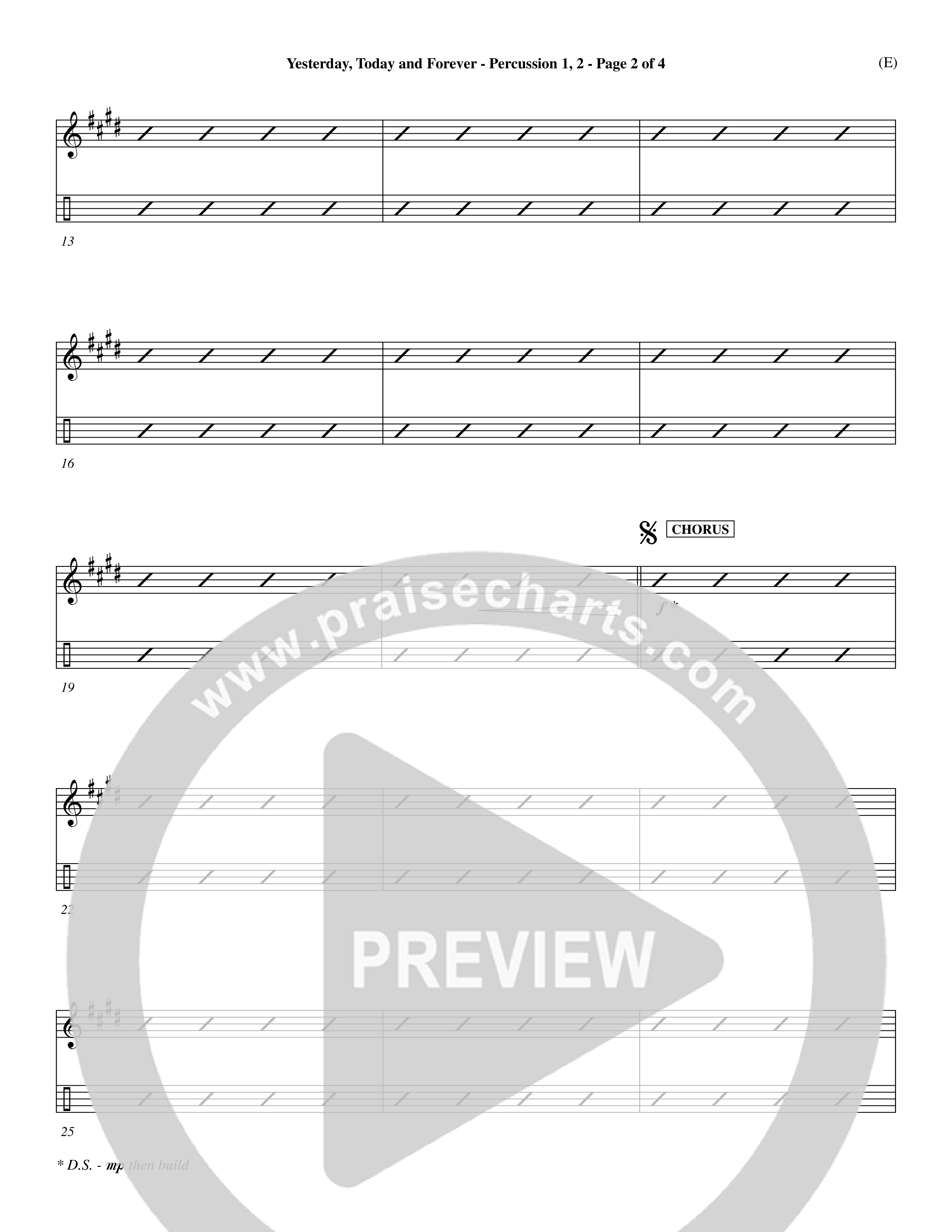 Yesterday Today and Forever (Choral Anthem SATB) Percussion 1/2 (Word Music / Orch. Dave Williamson)
