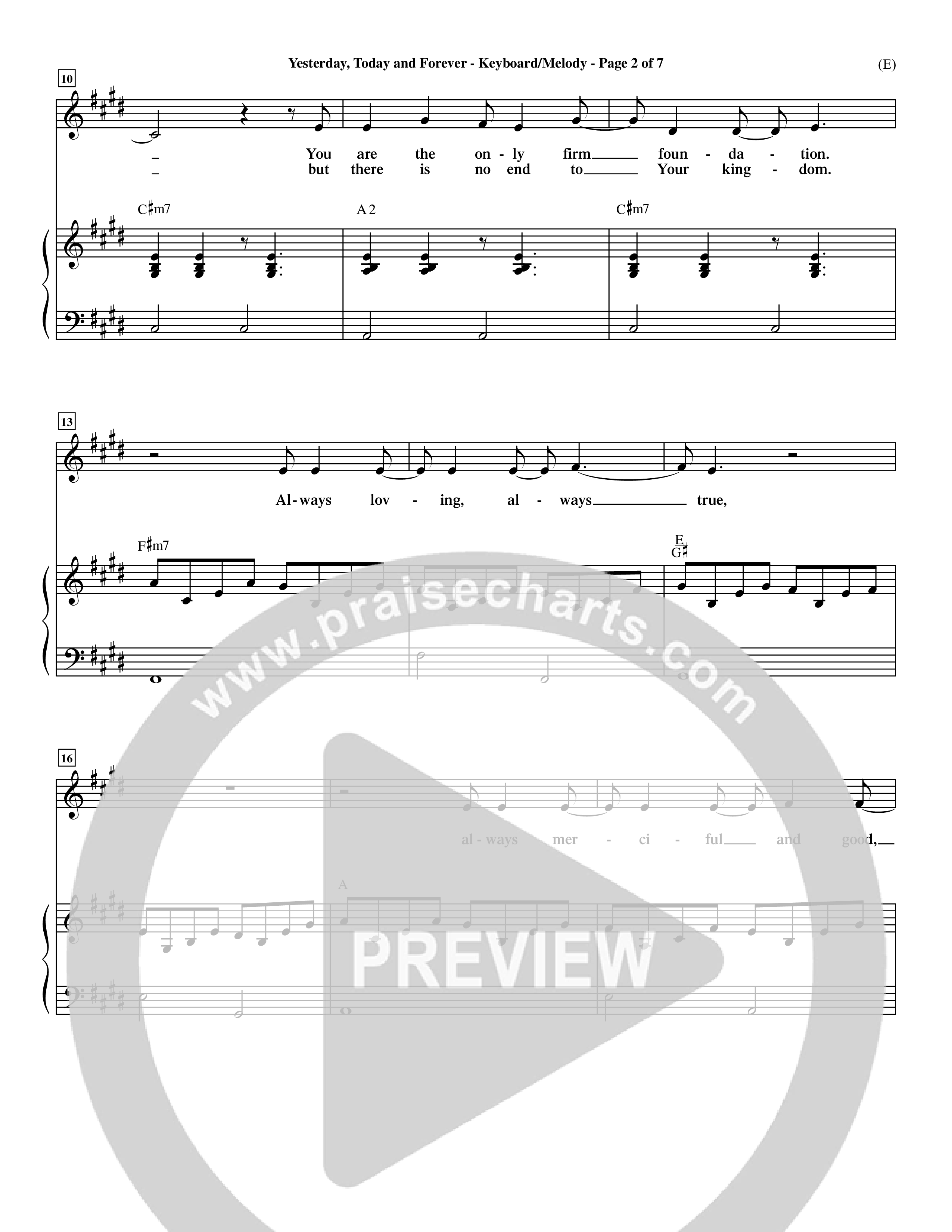 Yesterday Today and Forever (Choral Anthem SATB) Piano/Vocal (Melody) (Word Music / Orch. Dave Williamson)