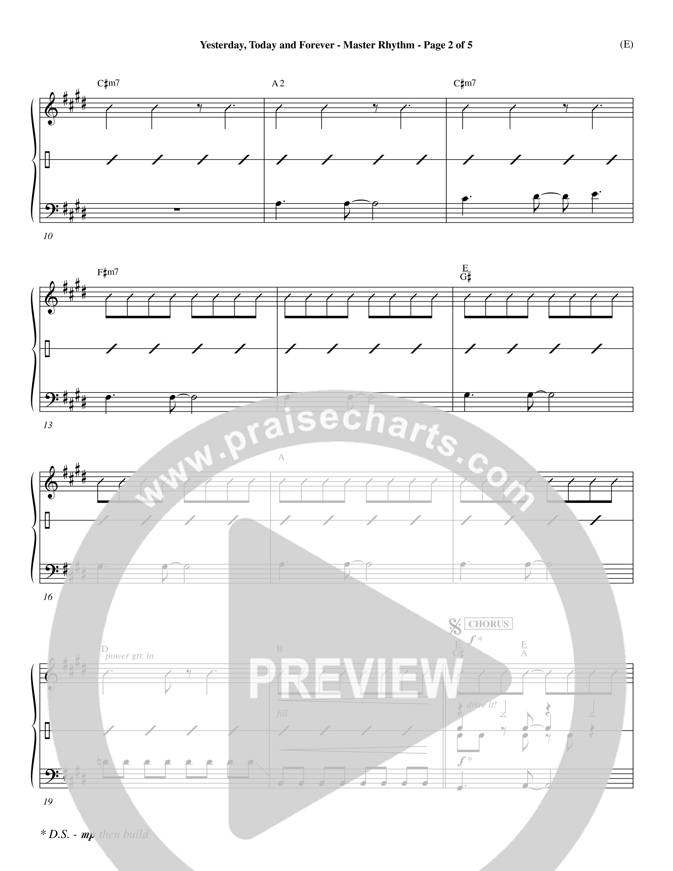 Yesterday Today and Forever (Choral Anthem SATB) Rhythm Chart (Word Music / Orch. Dave Williamson)