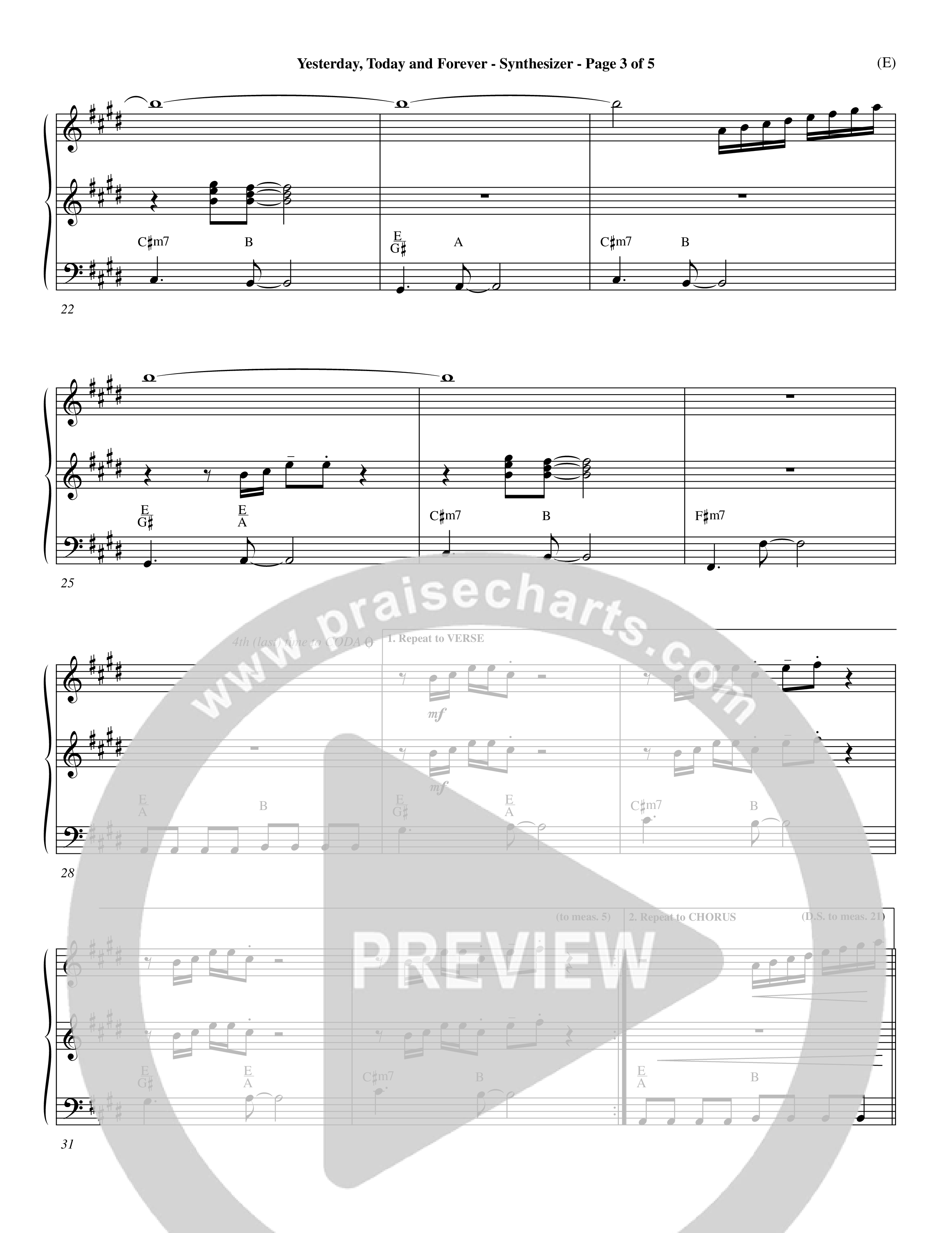Yesterday Today and Forever (Choral Anthem SATB) Synth (Word Music / Orch. Dave Williamson)