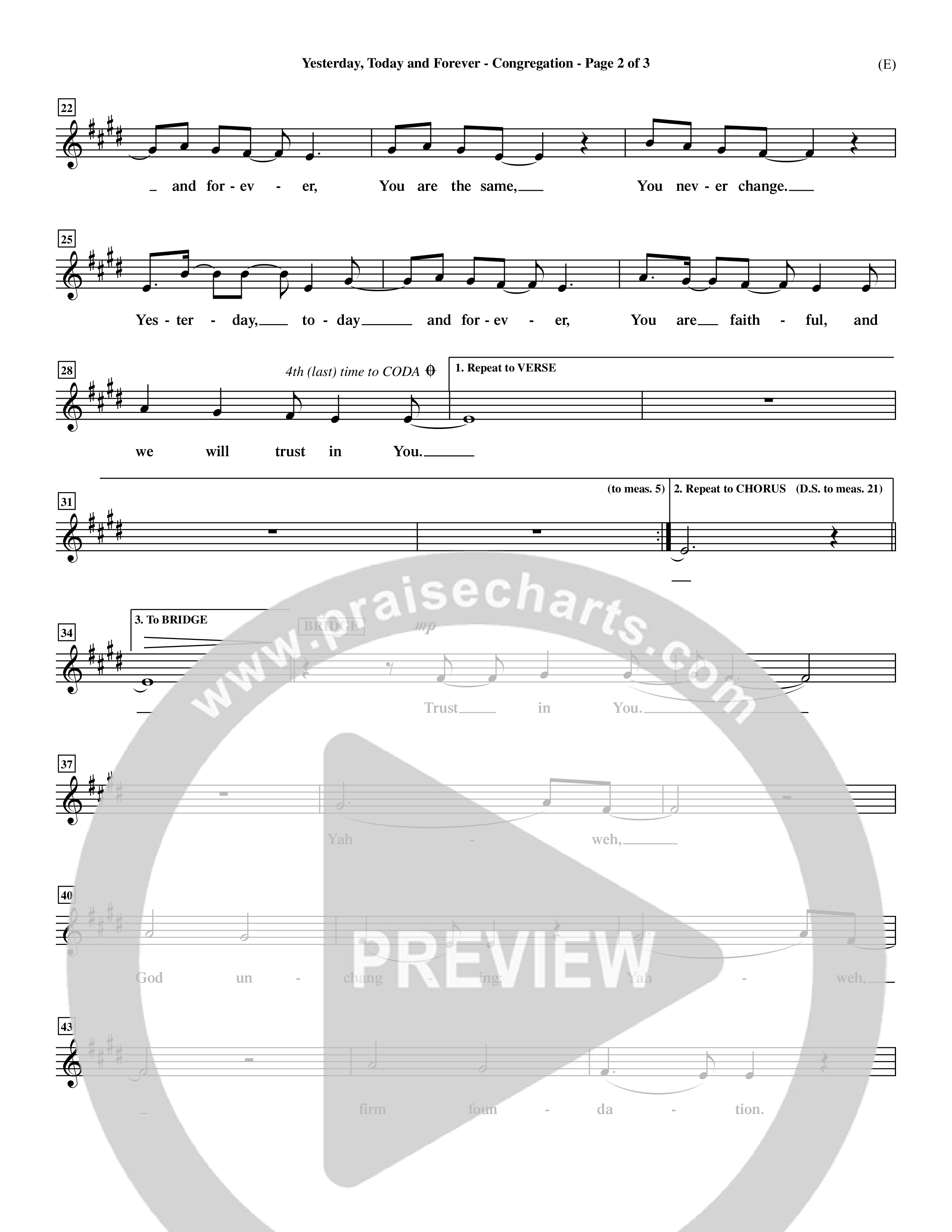 Yesterday Today and Forever (Choral Anthem SATB) Vocal Sheet (Word Music / Orch. Dave Williamson)