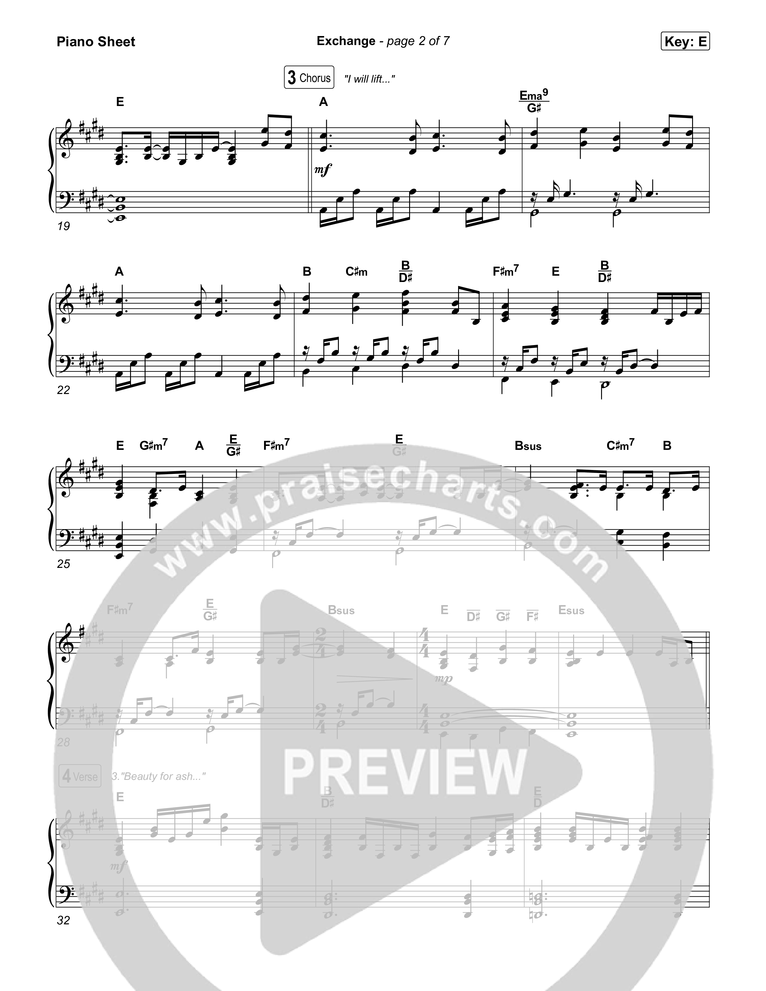 Exchange Piano Sheet (Sons Of Sunday)