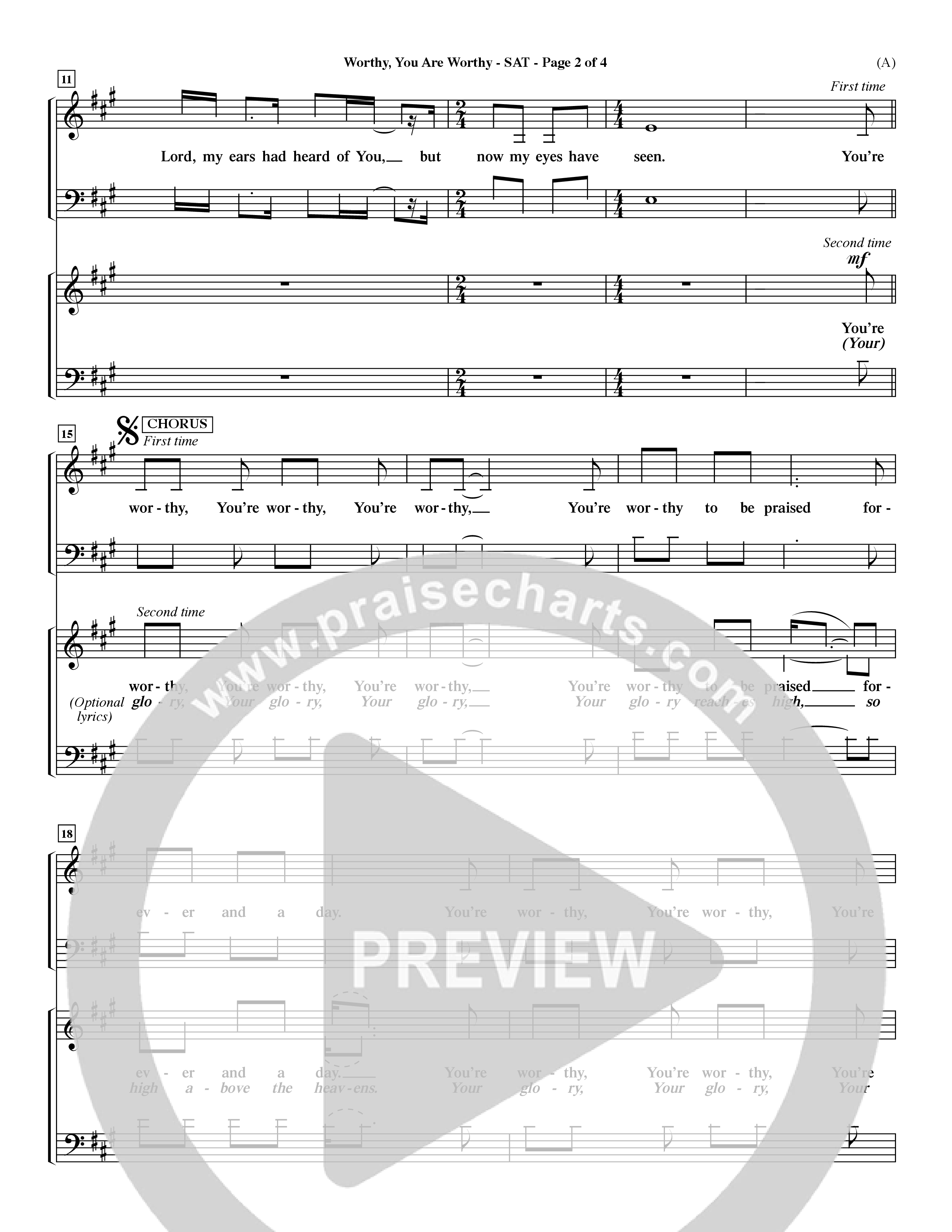 Worthy (Choral Anthem SATB) Choir Sheet (SATB) (Word Music / Orch. Dave Williamson)