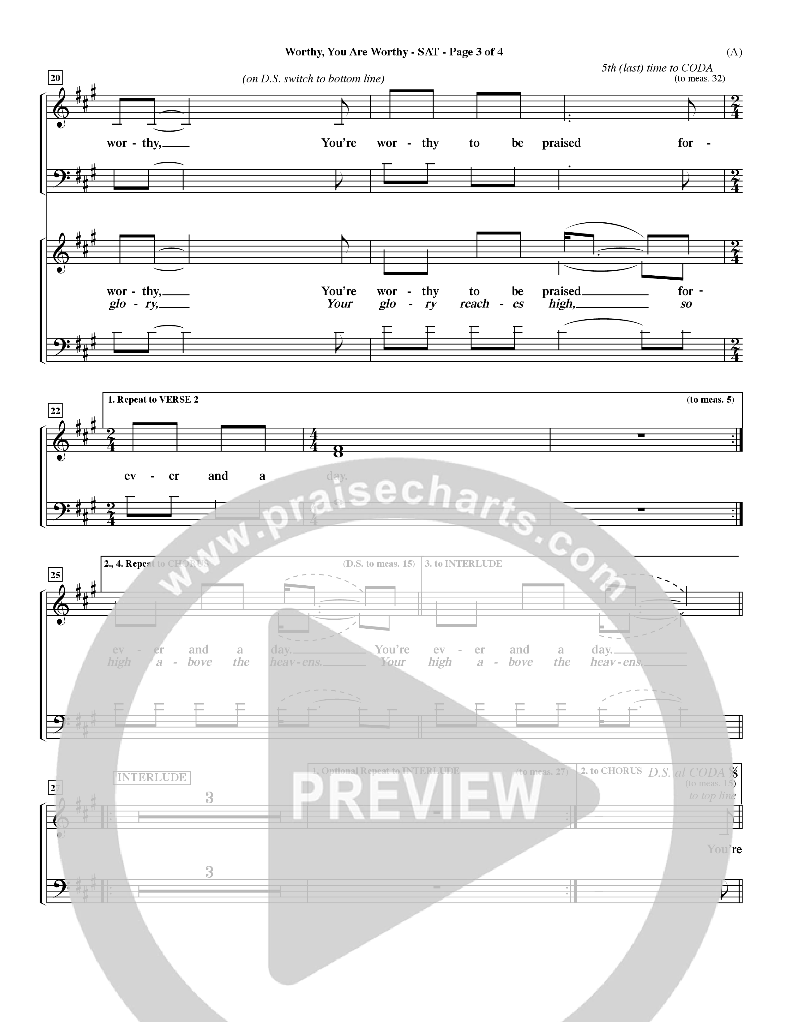Worthy (Choral Anthem SATB) Choir Sheet (SATB) (Word Music / Orch. Dave Williamson)