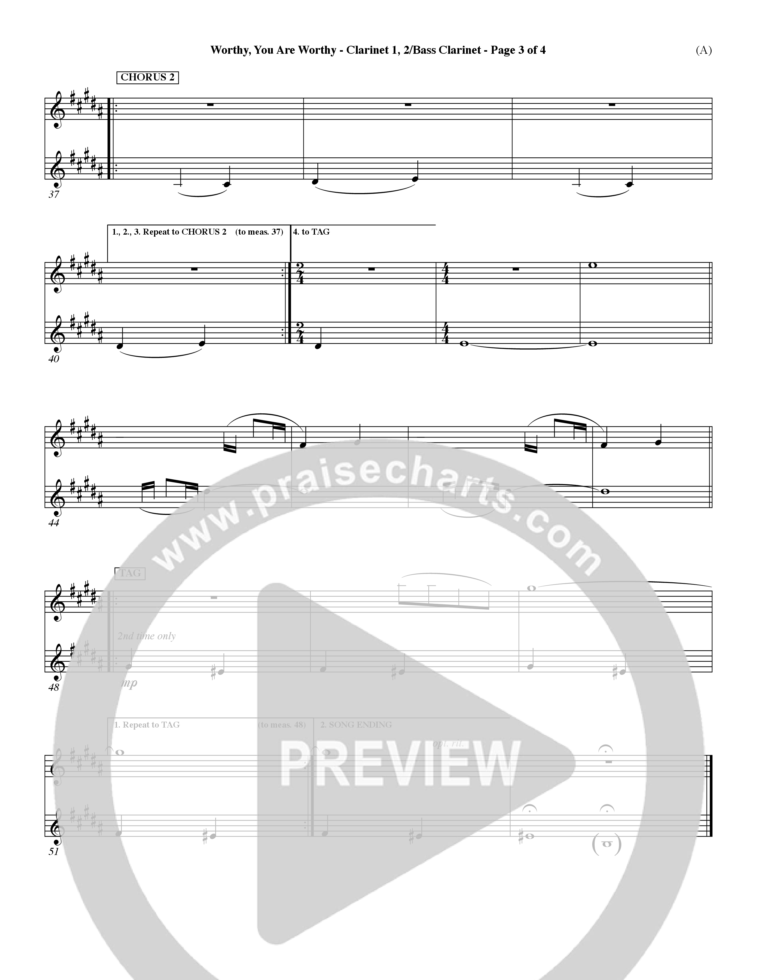 Worthy (Choral Anthem SATB) Clarinet (Word Music / Orch. Dave Williamson)