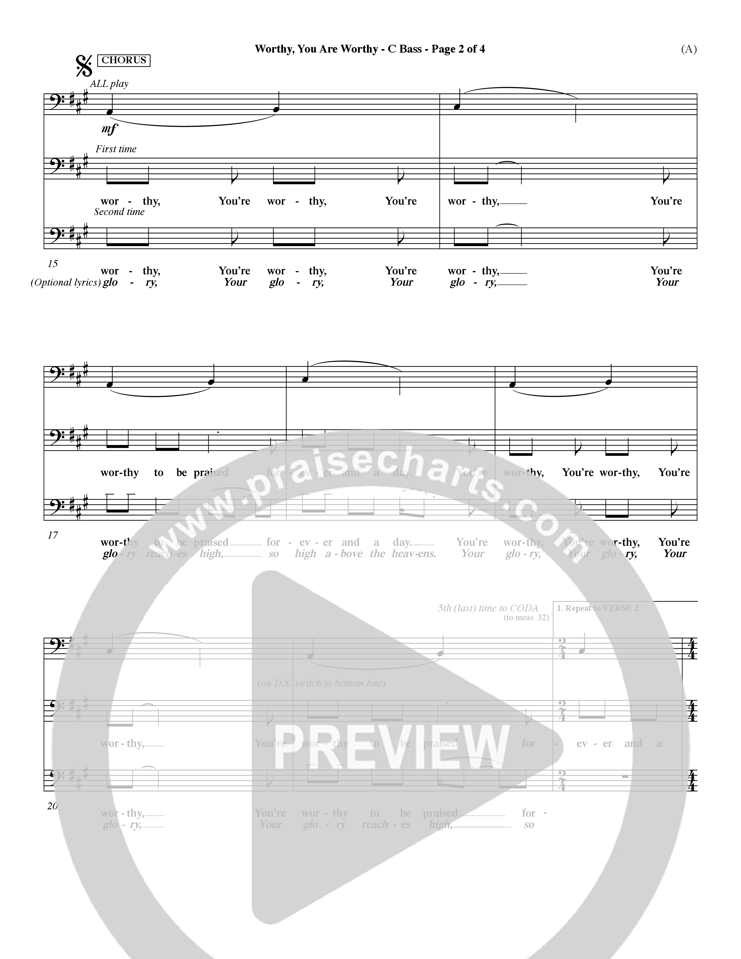 Worthy (Choral Anthem SATB) Contrabass (Word Music / Orch. Dave Williamson)