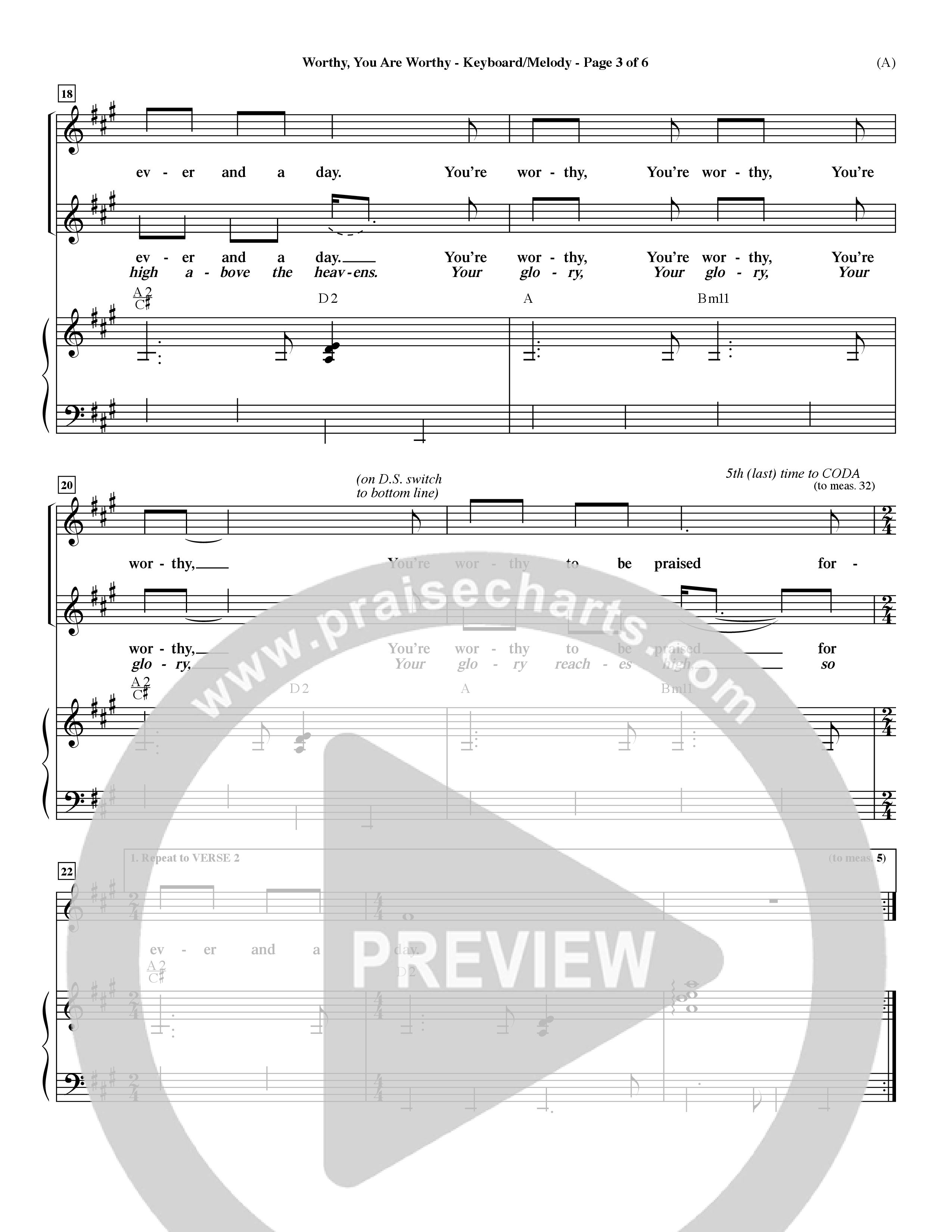 Worthy (Choral Anthem SATB) Vocal Sheet (Word Music / Orch. Dave Williamson)