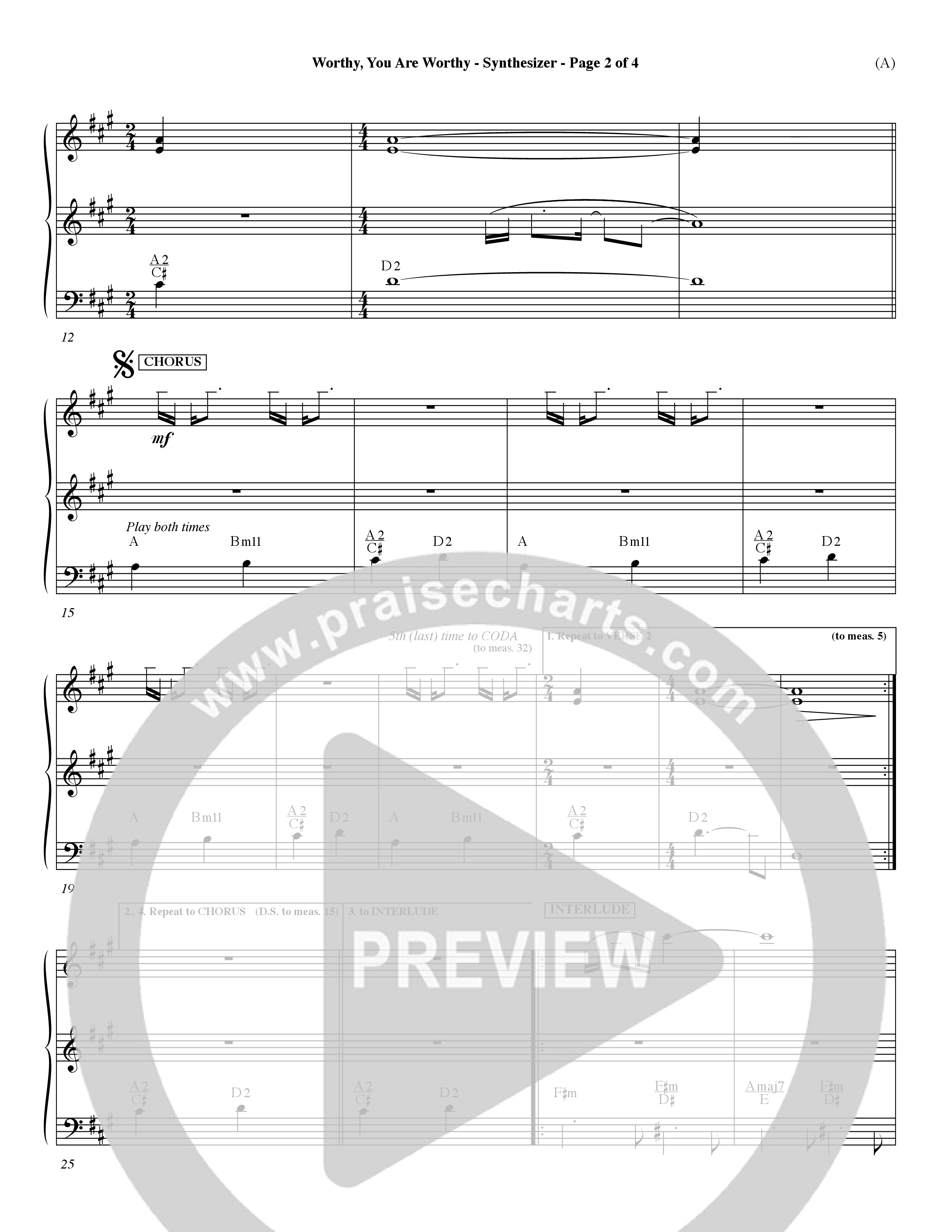 Worthy (Choral Anthem SATB) Synth (Word Music / Orch. Dave Williamson)