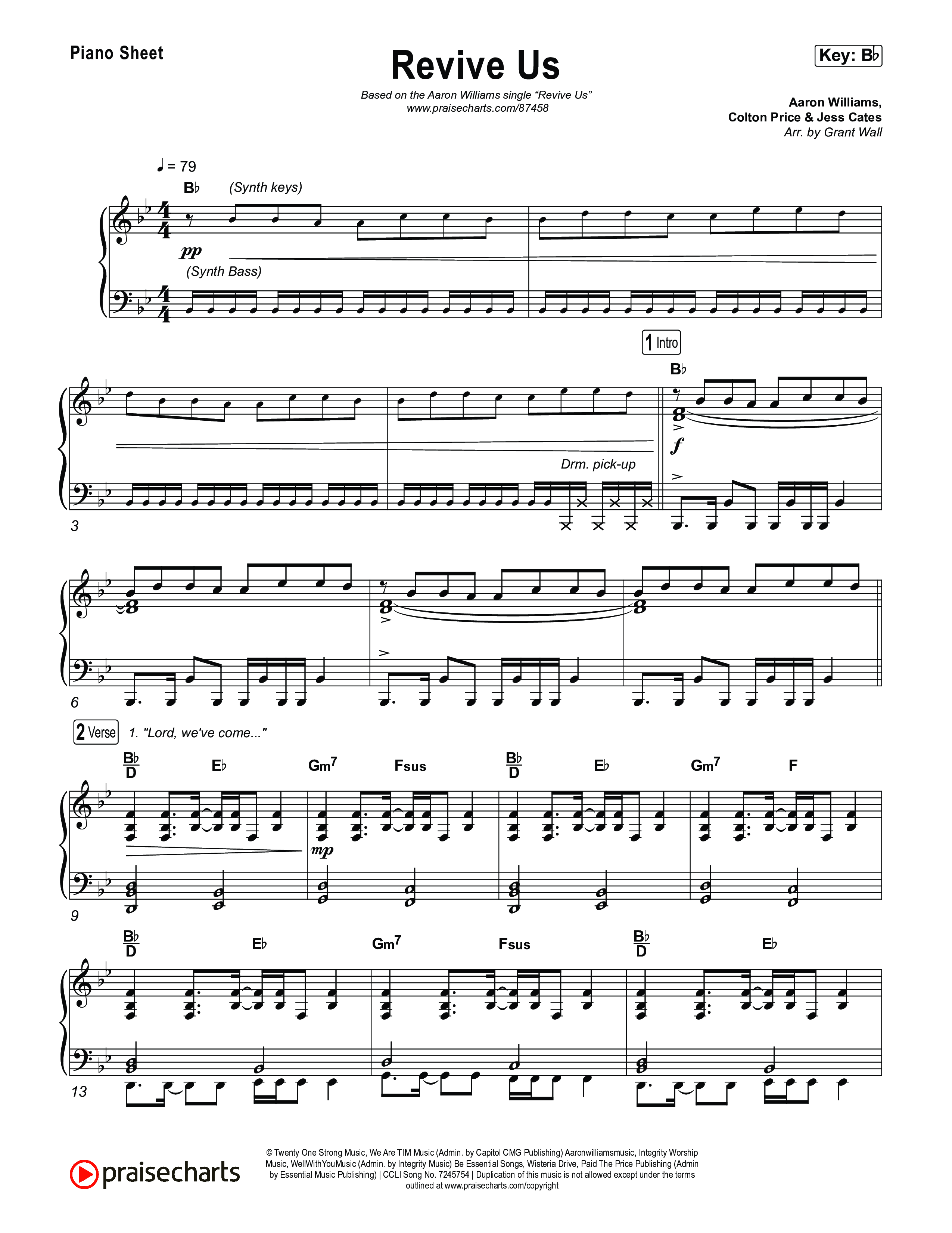 Revive Us Piano Sheet (Aaron Williams)