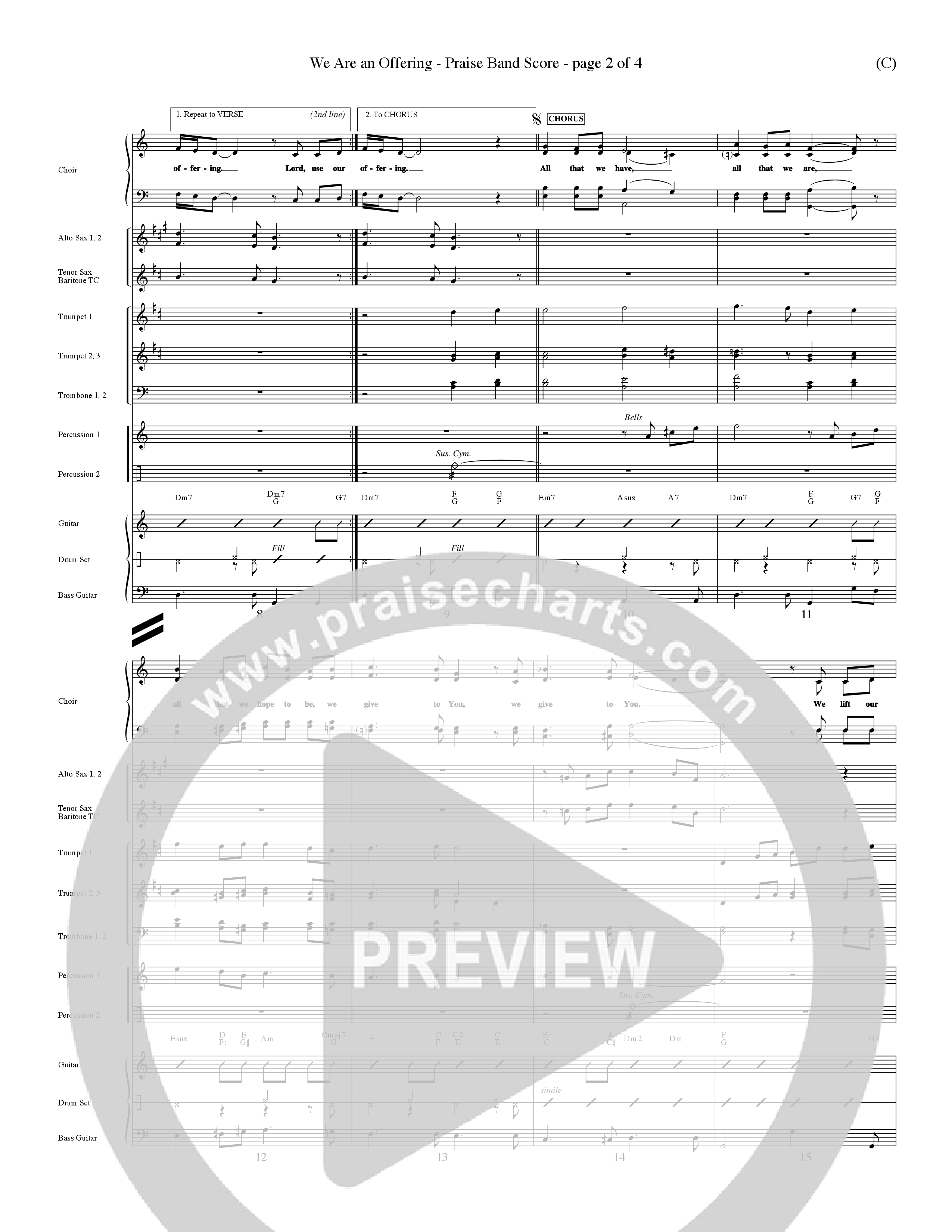 We Are An Offering (Choral Anthem SATB) PraiseBand (incl. Brass) (Word Music Choral / Orch. Dan Hart / Orch. Wayne Yankie)