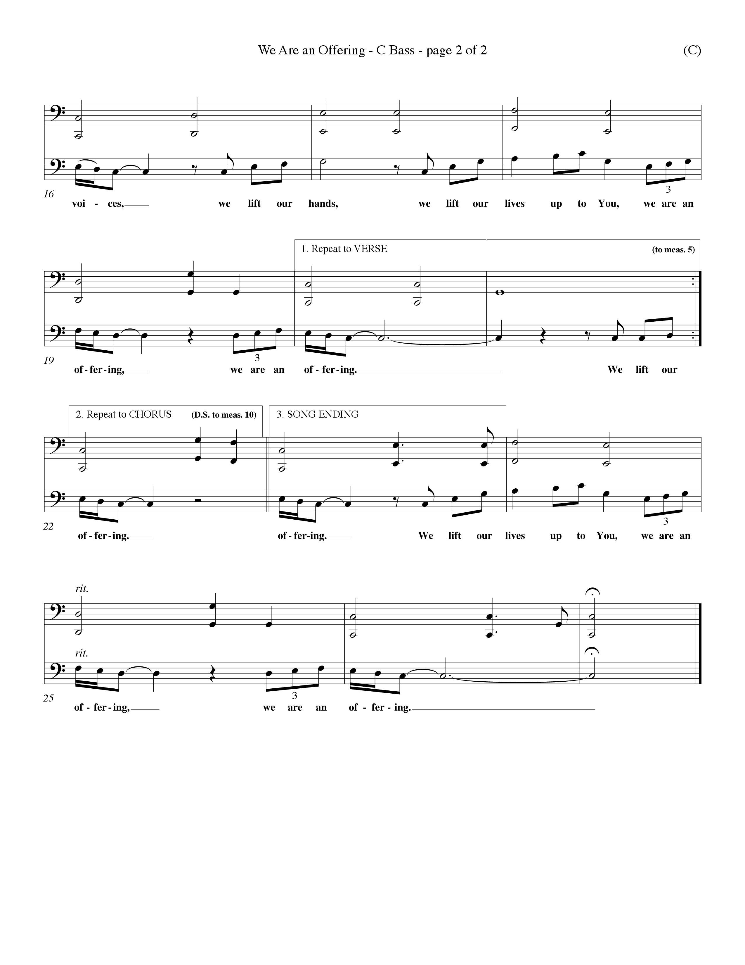 We Are An Offering (Choral Anthem SATB) Contrabass (Word Music Choral / Orch. Dan Hart / Orch. Wayne Yankie)
