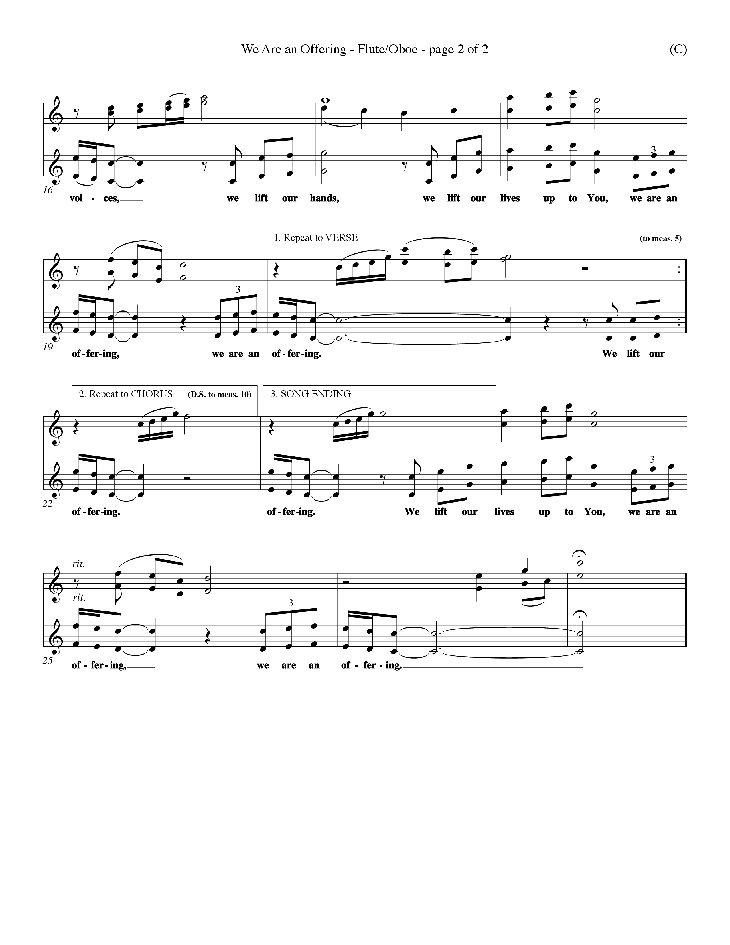 We Are An Offering (Choral Anthem SATB) Flute/Oboe (Word Music Choral / Orch. Dan Hart / Orch. Wayne Yankie)