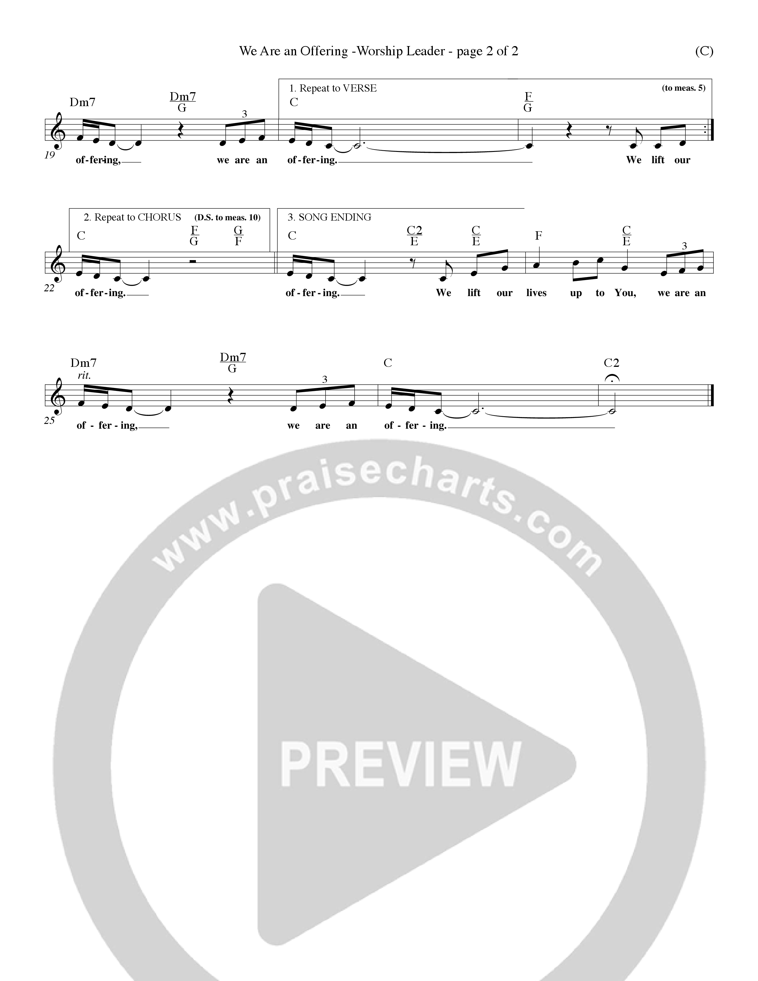 We Are An Offering (Choral Anthem SATB) Lead Sheet (Mel) (Word Music Choral / Orch. Dan Hart / Orch. Wayne Yankie)