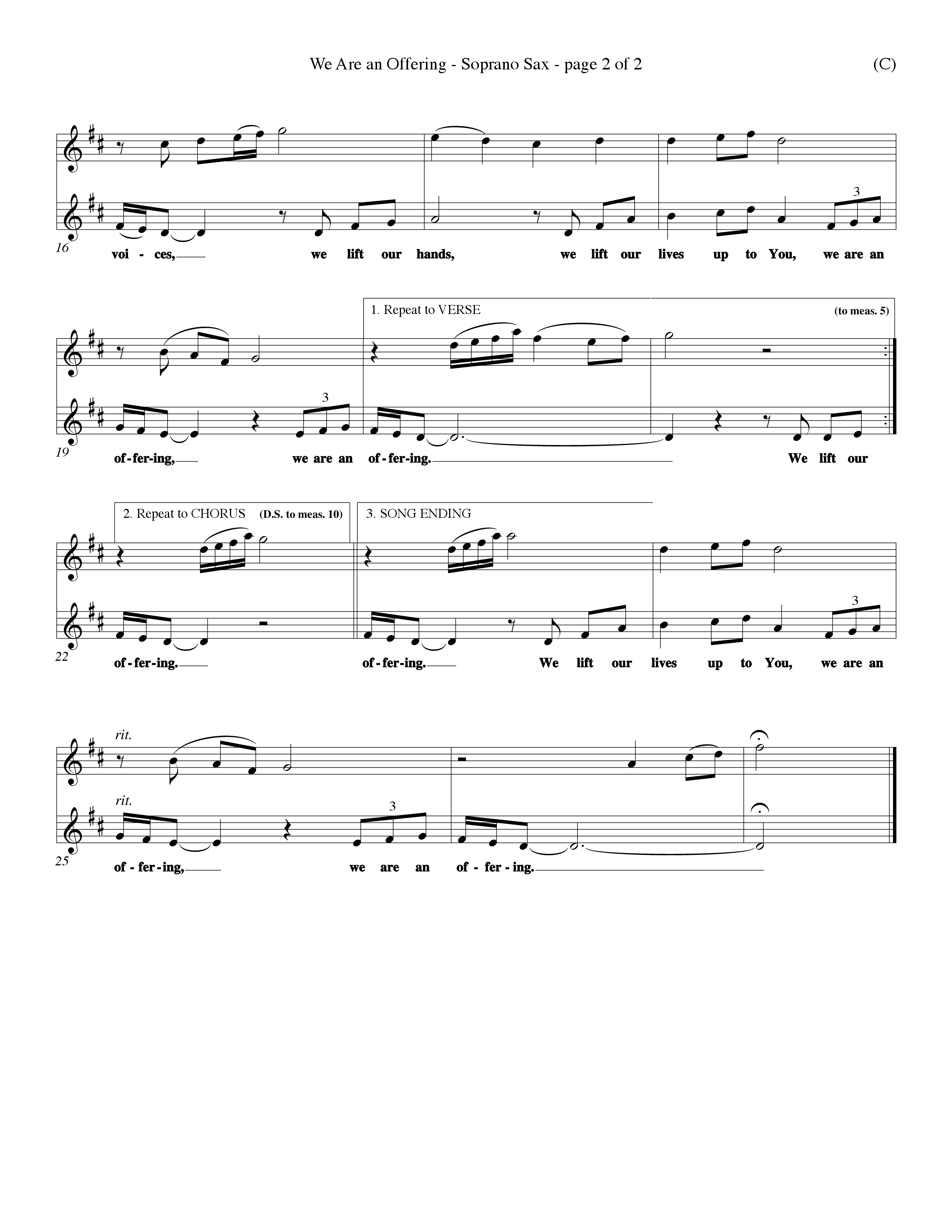 We Are An Offering (Choral Anthem SATB) Saxophone (Word Music Choral / Orch. Dan Hart / Orch. Wayne Yankie)