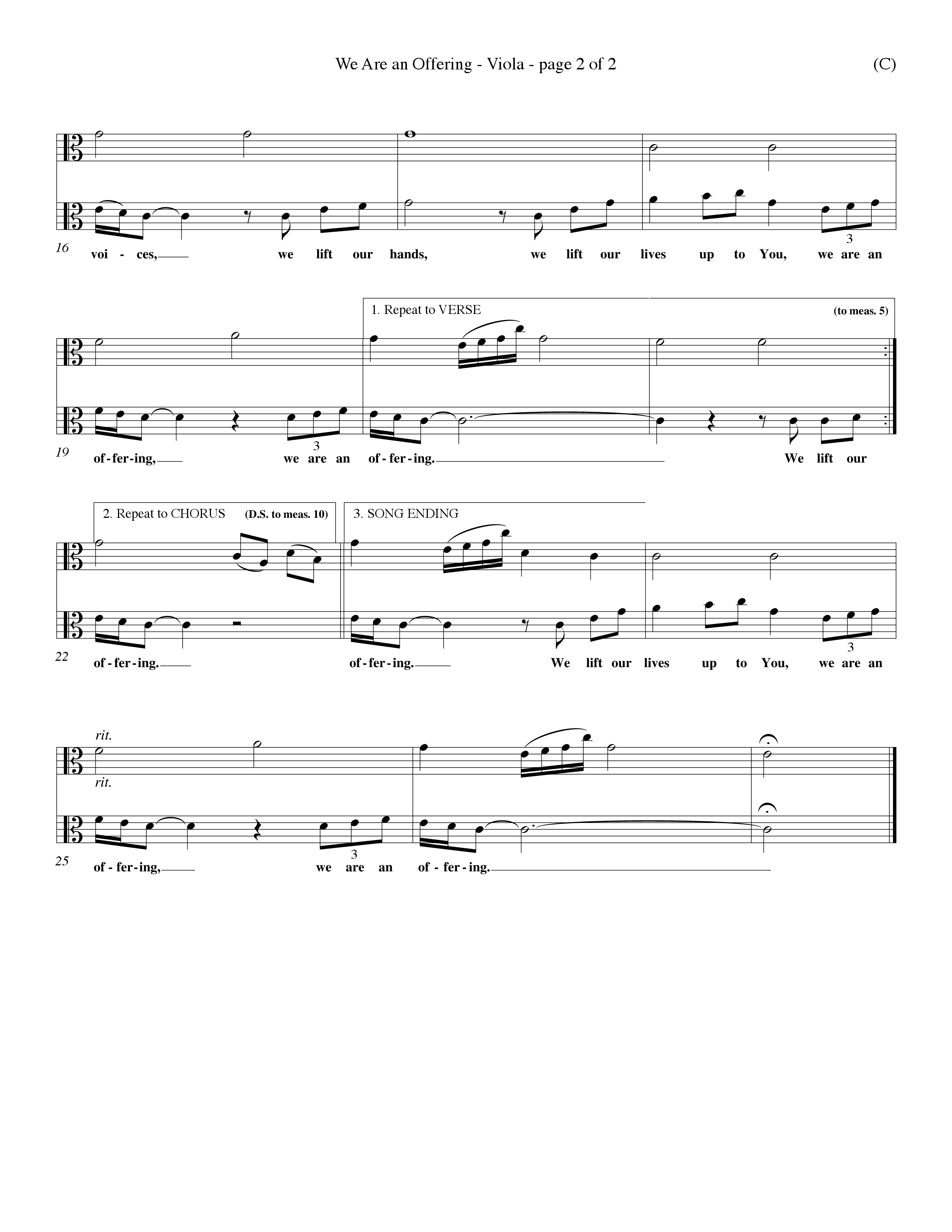 We Are An Offering (Choral Anthem SATB) Viola (Word Music Choral / Orch. Dan Hart / Orch. Wayne Yankie)