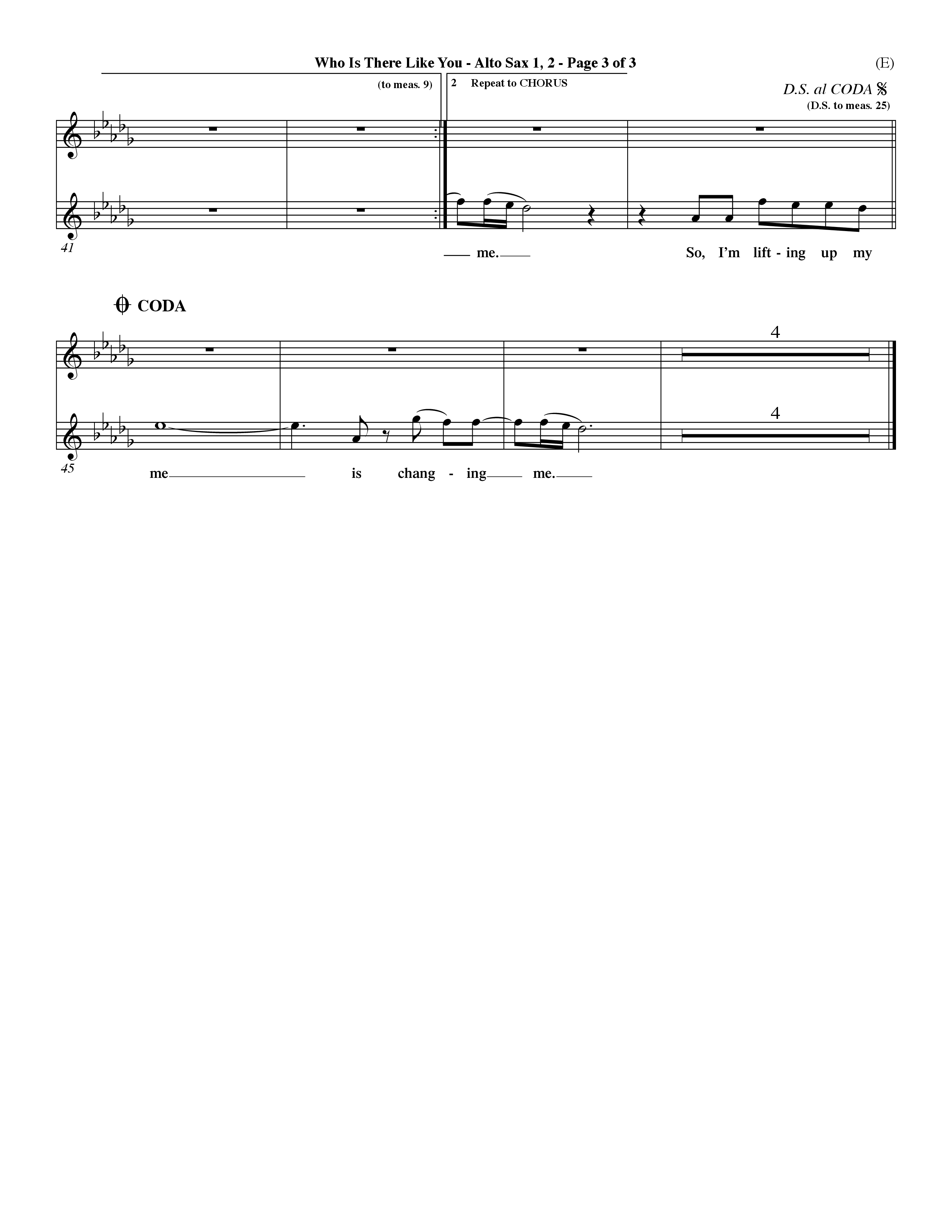 Who is There Like You (Choral Anthem SATB) Alto Sax 1/2 (Word Music Choral / Orch. Lee Marcum)