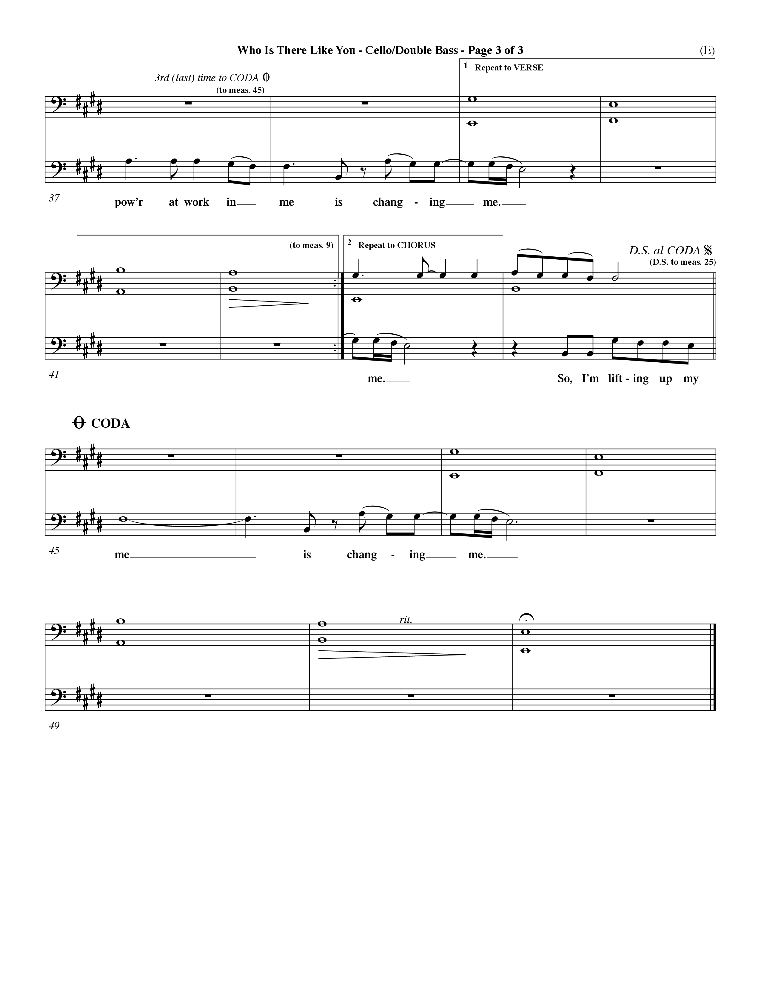 Who is There Like You (Choral Anthem SATB) Cello/Bass (Word Music Choral / Orch. Lee Marcum)